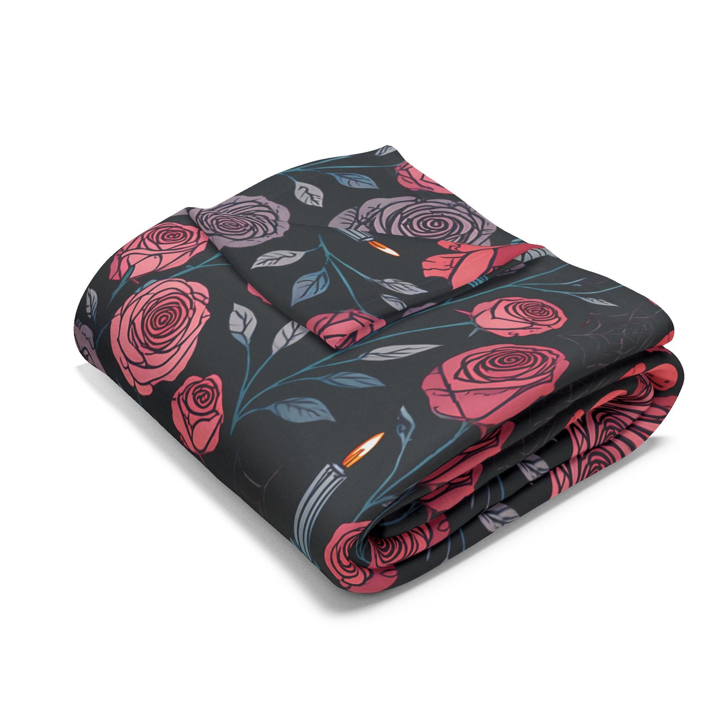 Gothic Pink Halloween Rose Blanket, Perfect as a Spooky Gift, it brings a whisper of elegance to your Halloween Decor.