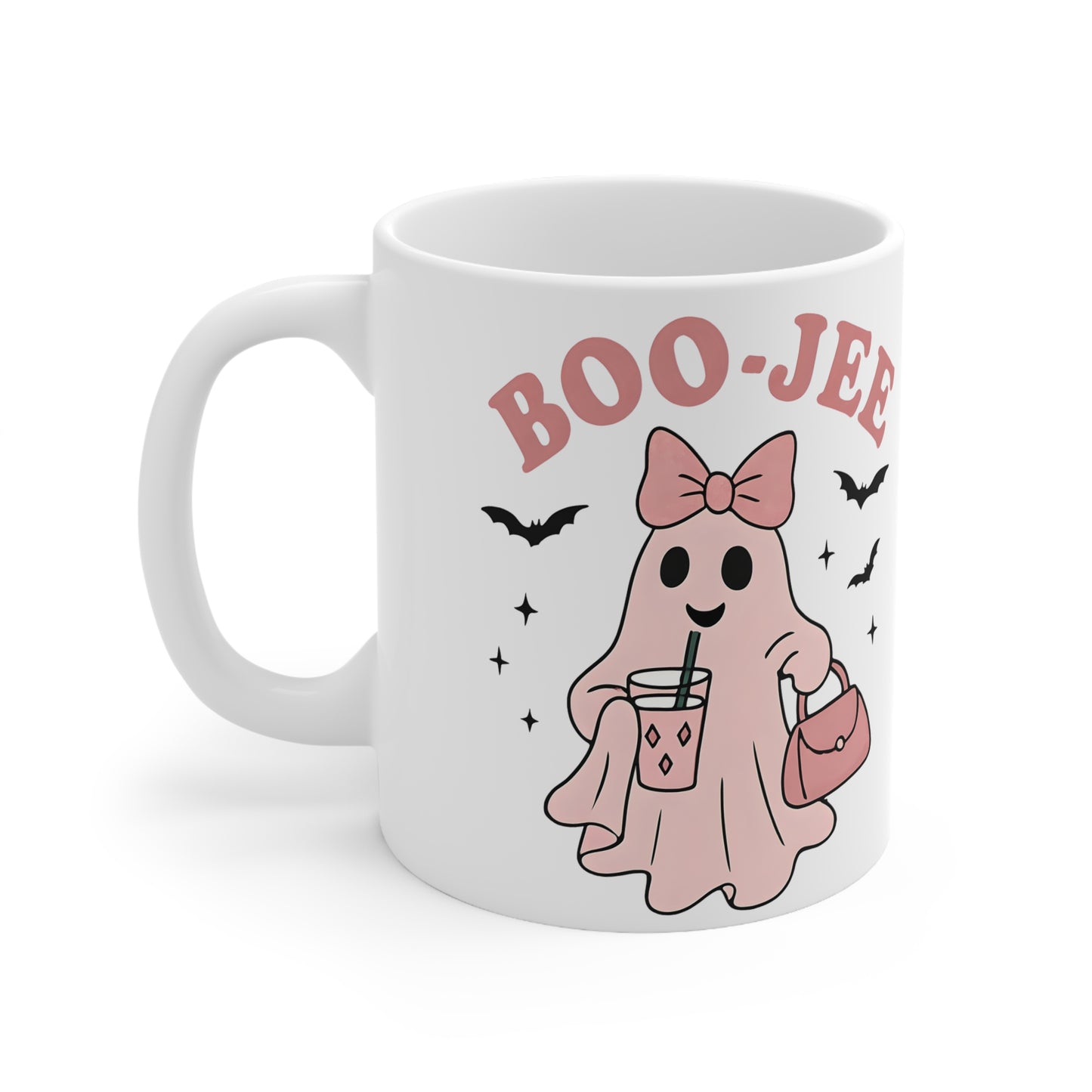Boo jee Pink Ghosty Mug, This cute ghost mug, with its charming pink hue and playful ghostie design, transforms every sip into a magical moment.