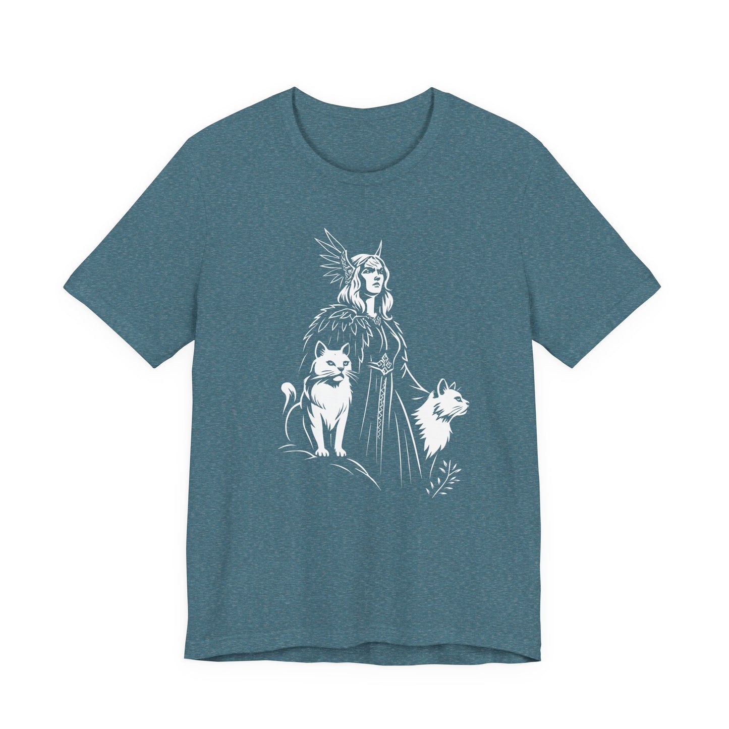 Freyja Viking Goddess T-Shirt, This captivating viking tee encapsulates the essence of Freya—the viking goddess renowned for her formidable power and grace.