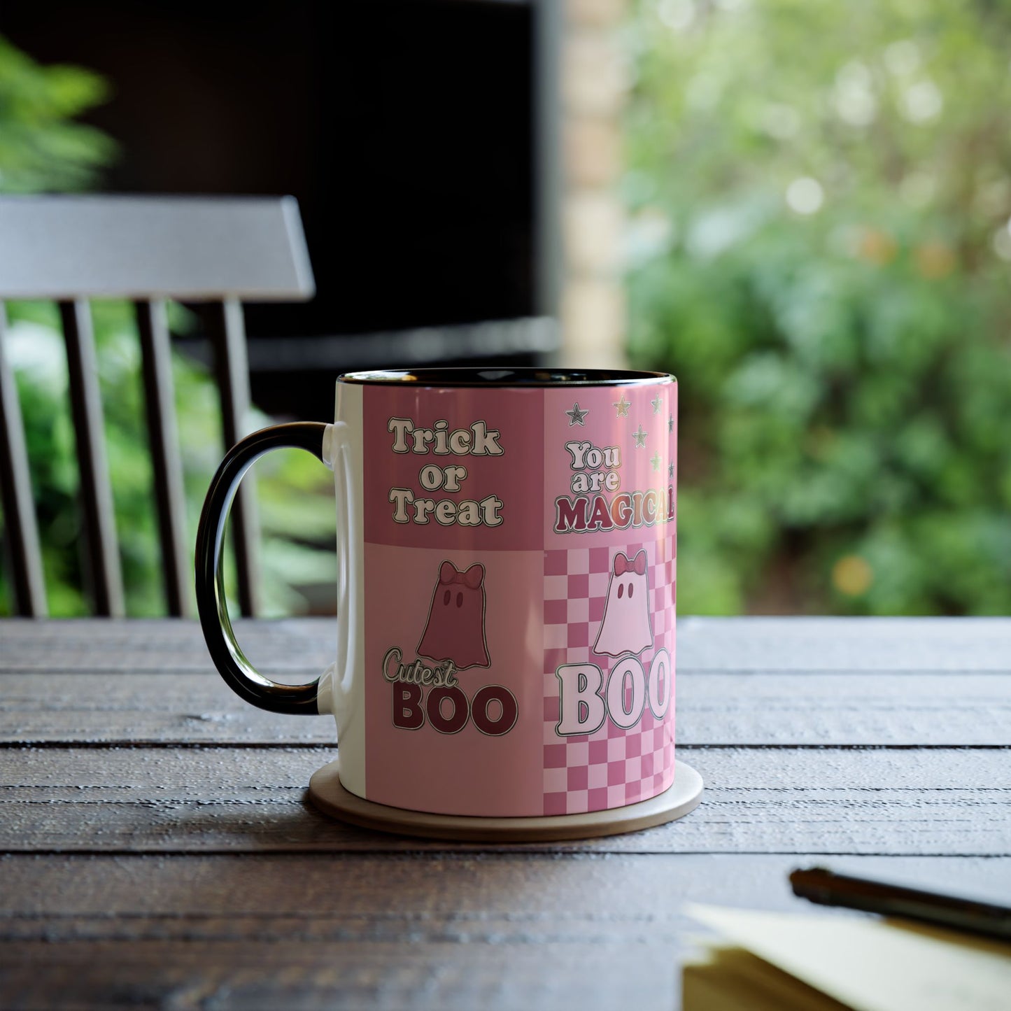 Pink Ghosty Boo Mug, this ghost mug is the embodiment of a cute Halloween mug, bringing the festive spirit to your morning brew.