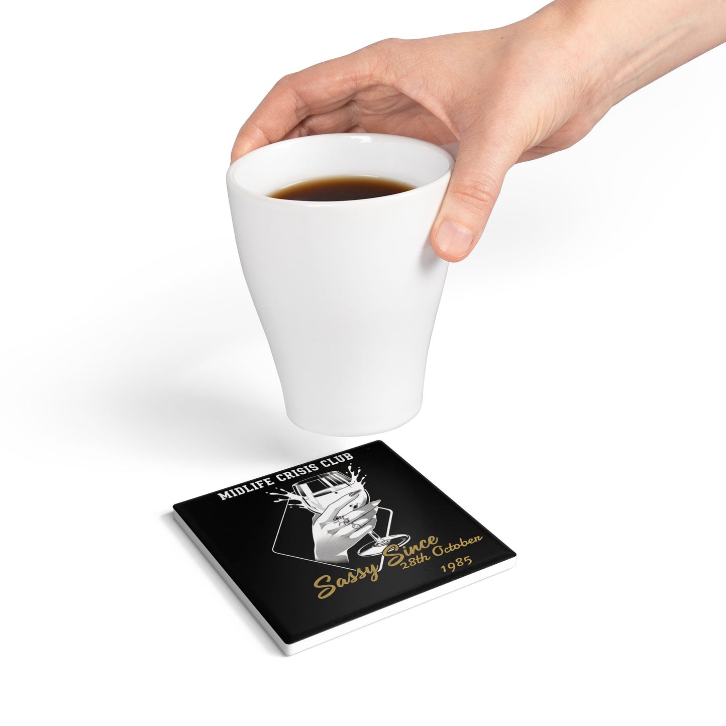 Personalised Midlife Crisis Coaster | Funny Ceramic Drink Coaster Gift for Women 40s 50s | Birthday Gift
