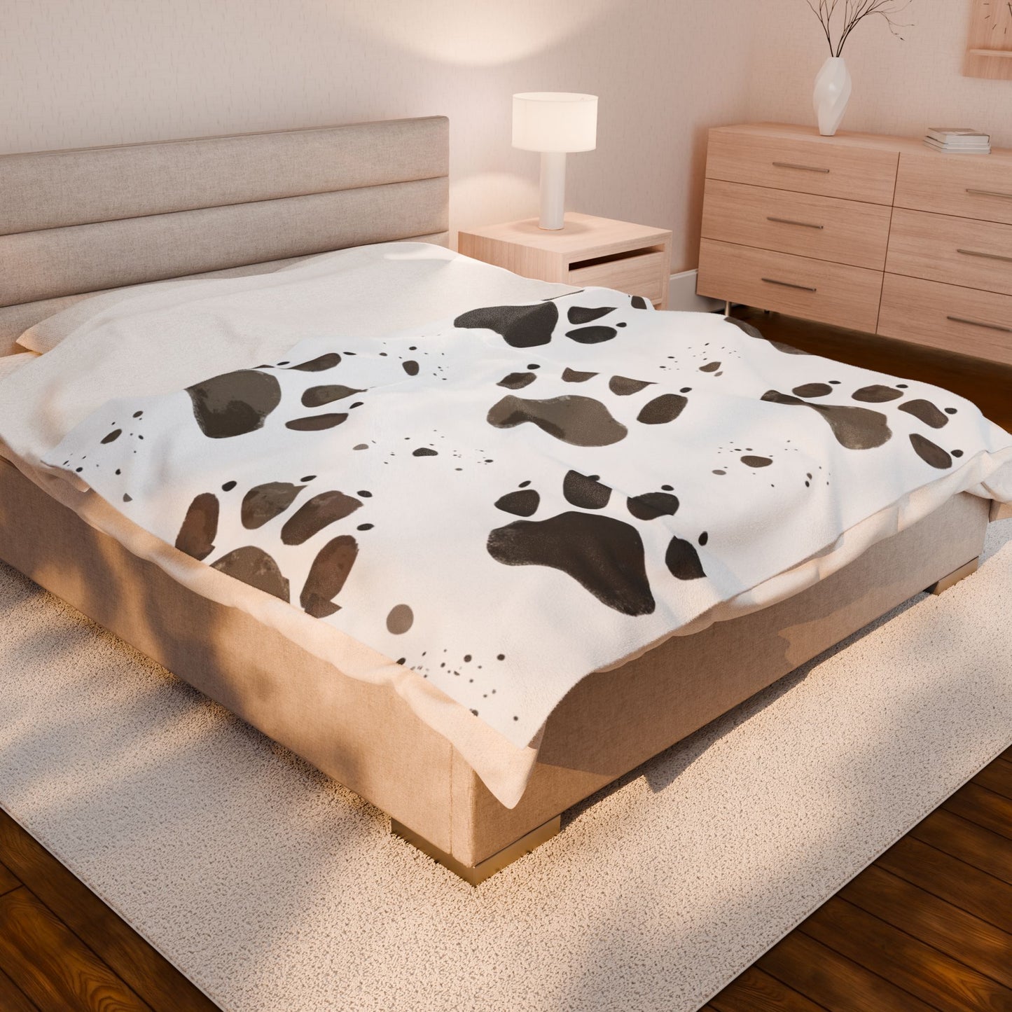 Plush Pet Paw Blanket, perfect for cozy nights in or lazy afternoons on the sofa. The vibrant print adds a playful touch to any room, making it an ideal addition to your home decor.