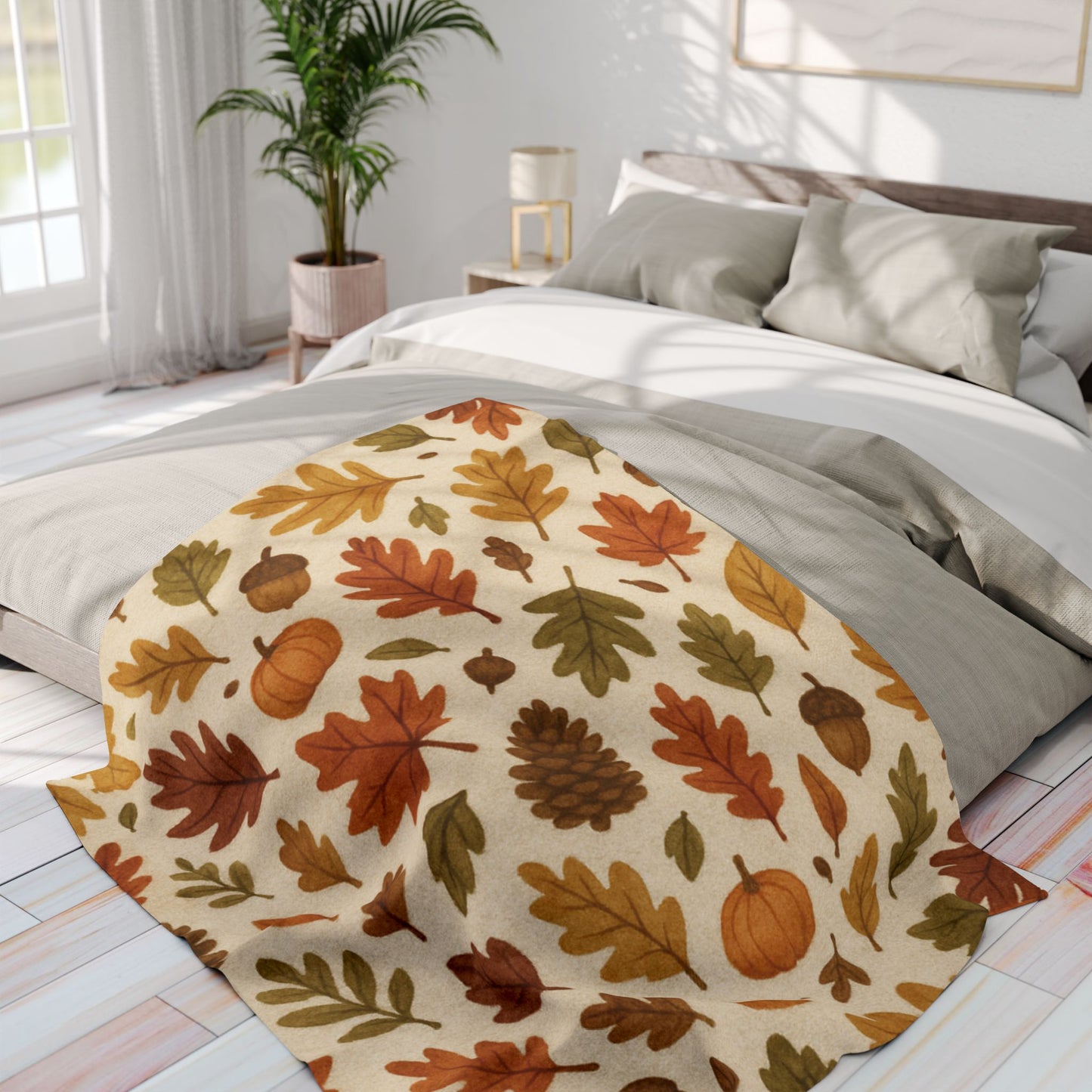 Cozy Autumnal Leaves Blanket, Transform your space into a haven of autumnal charm with this exquisite autumn blanket.
