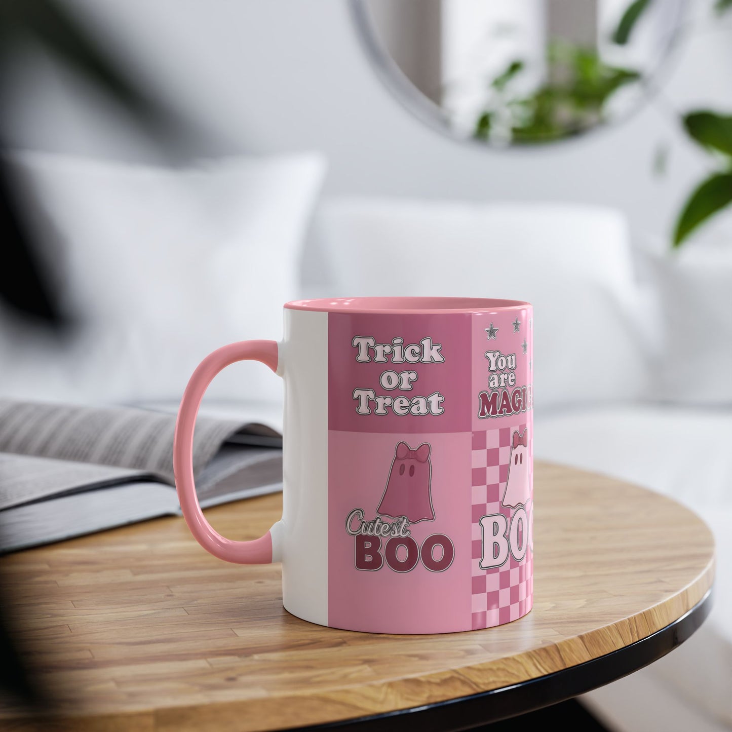 Pink Ghosty Boo Mug, this ghost mug is the embodiment of a cute Halloween mug, bringing the festive spirit to your morning brew.