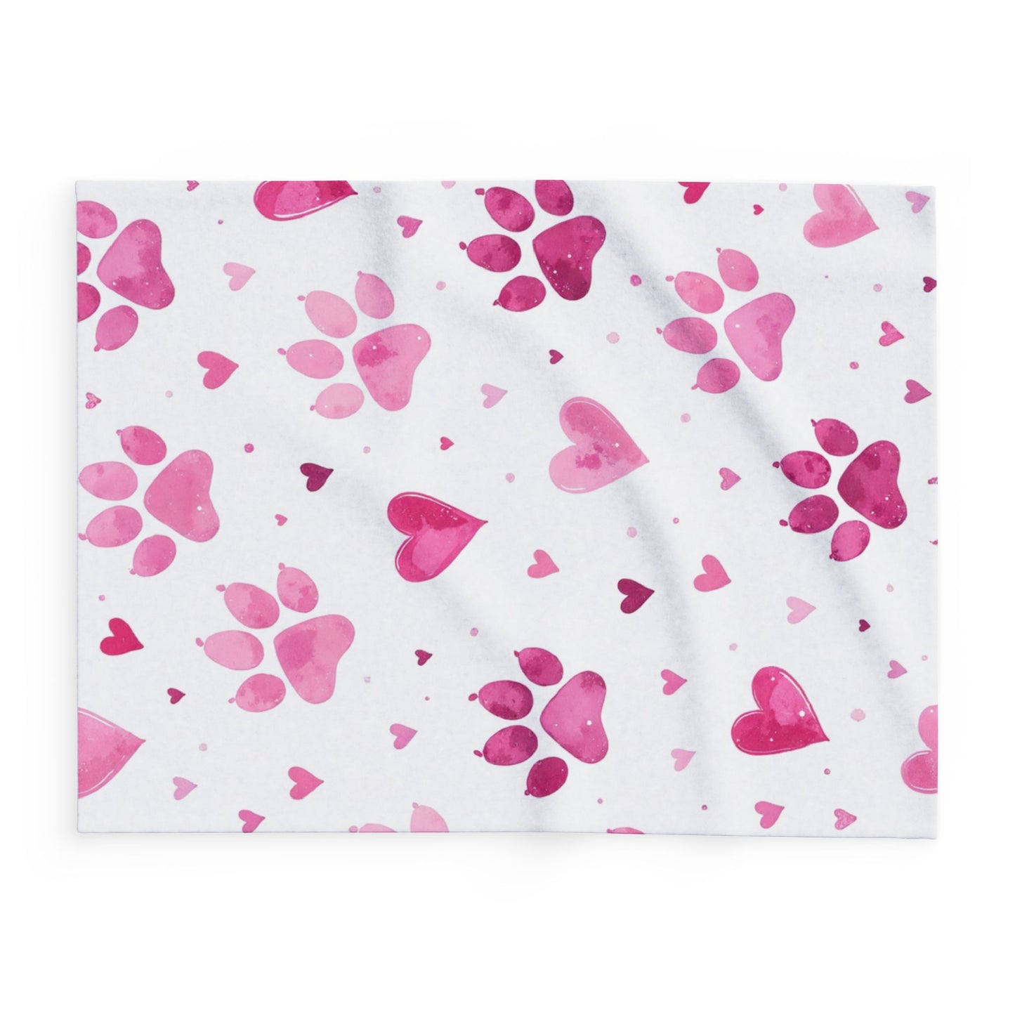 Fleece Blanket, Pink Paw Prints, perfect for pet lovers.