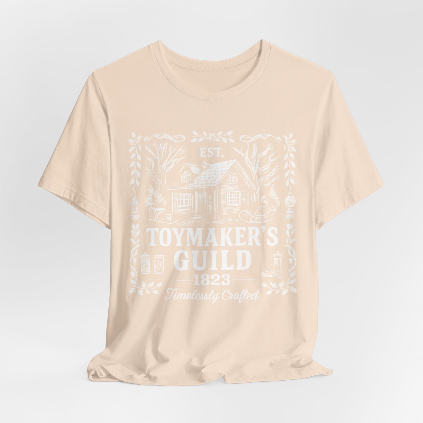 Nostalgic Christmas Tee, Vintage Toymaker Guild, a delightful nod to the nostalgic charm of Christmas past, a heart warming secret Santa idea.