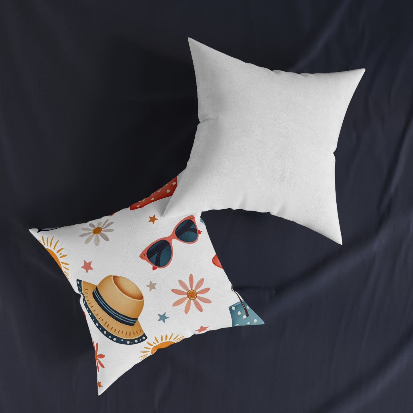 Sunny Day Square Pillow, bring a playful touch to any space. Its bright colours and fun patterns create a cheerful atmosphere.