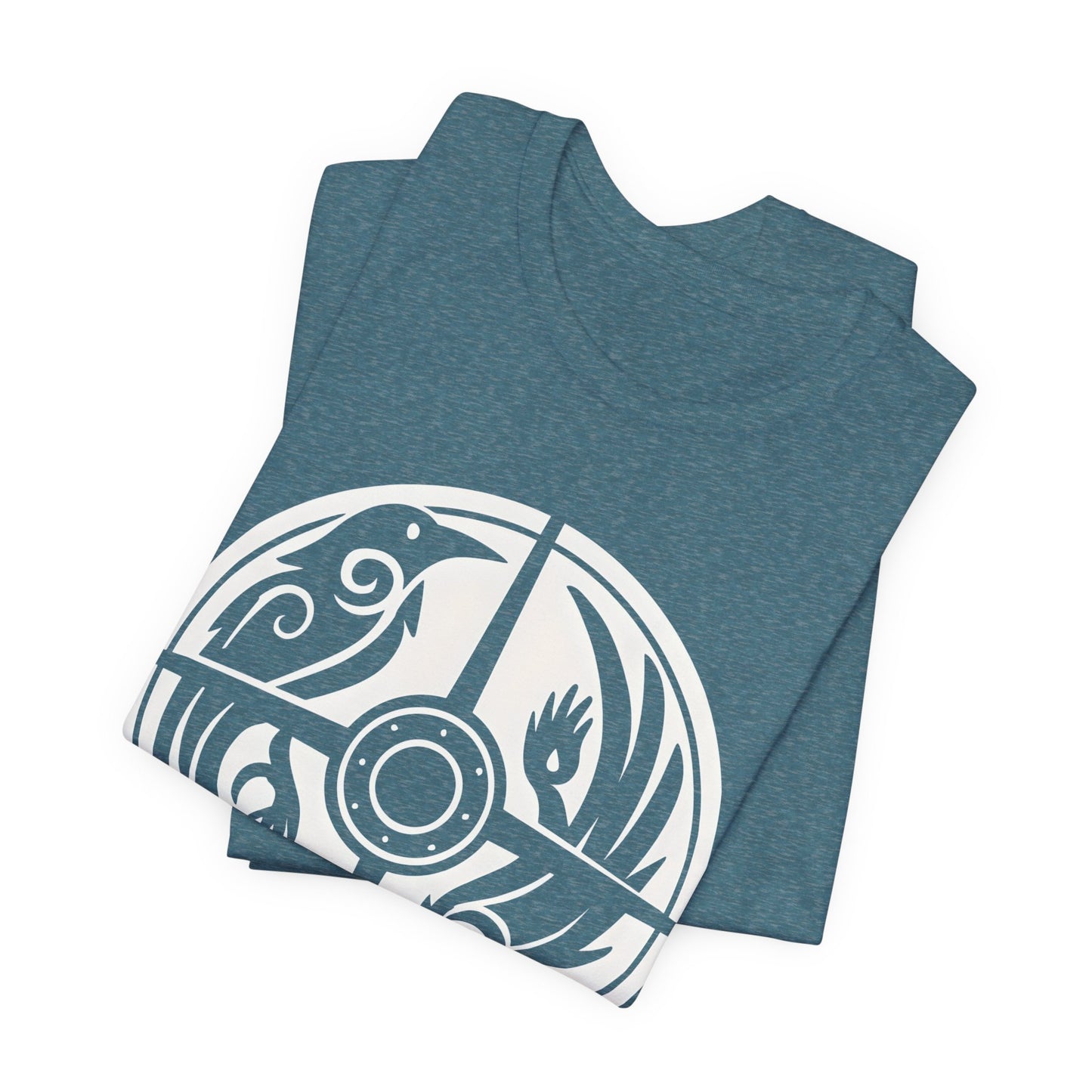 Norse Raven Shield T-shirt, Embrace the spirit of ancient warriors, an essential piece for any lover of Viking apparel.