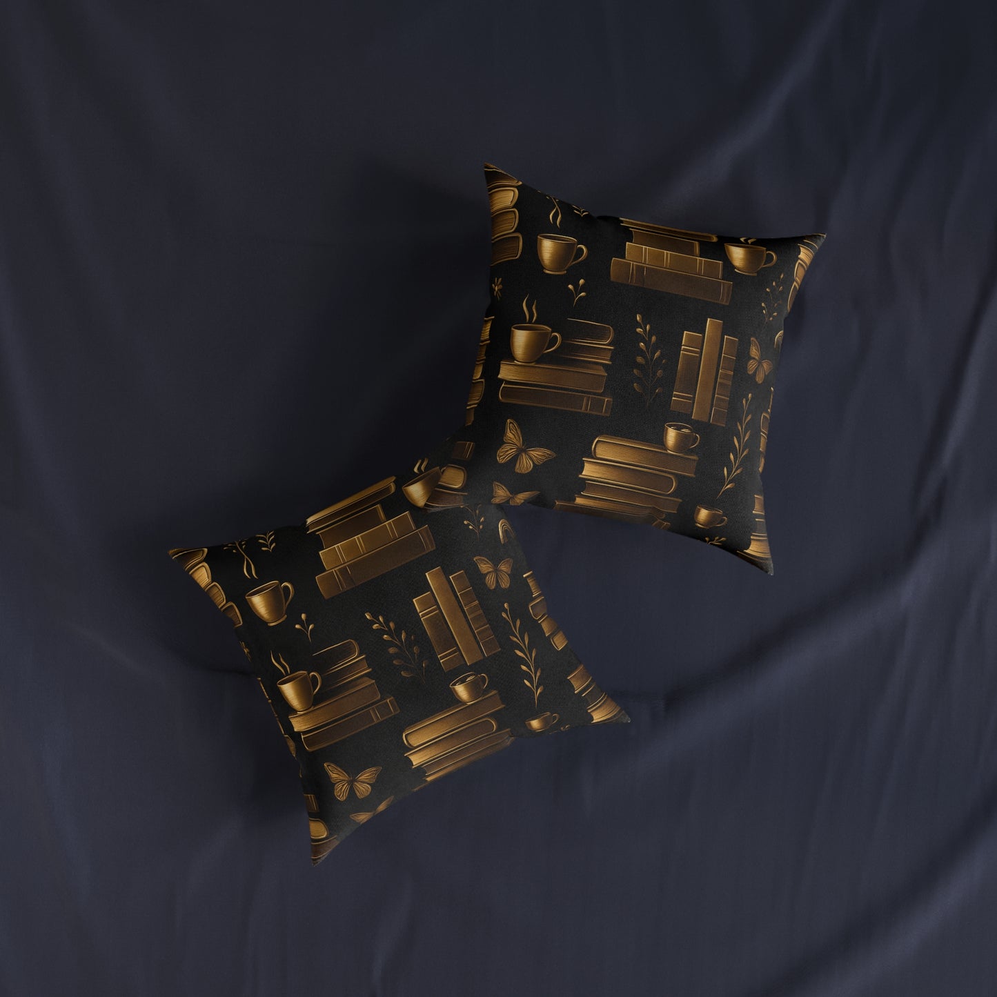 Books and Coffee Cushion, Perfect for cozy corners or grand libraries, this pillow is not just decor—it's a celebration of your passion for books and the comforting ritual of a quiet coffee moment.