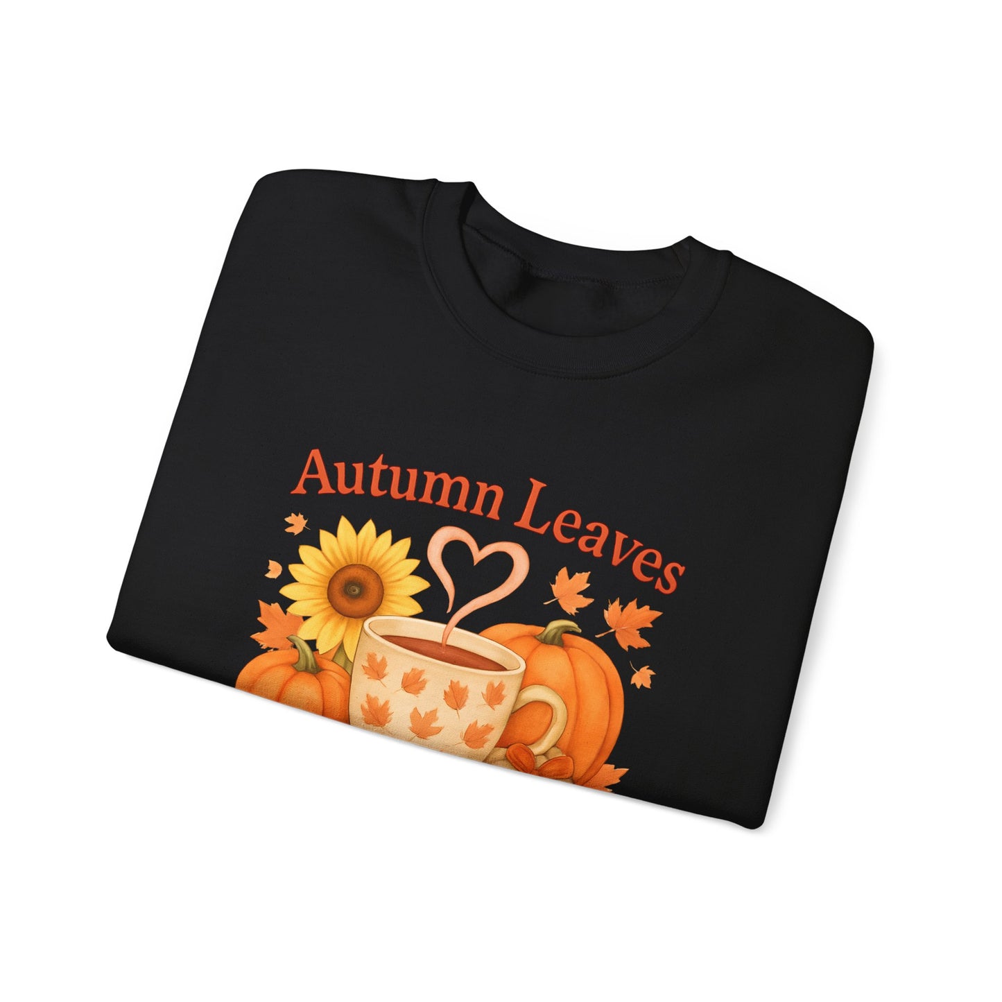 Autumnal Leaves and a Cup of Tea Sweatshirt, Imagine sipping on a warm cuppa, perhaps a delightful Yorkshire tea in a comfortable sweater.
