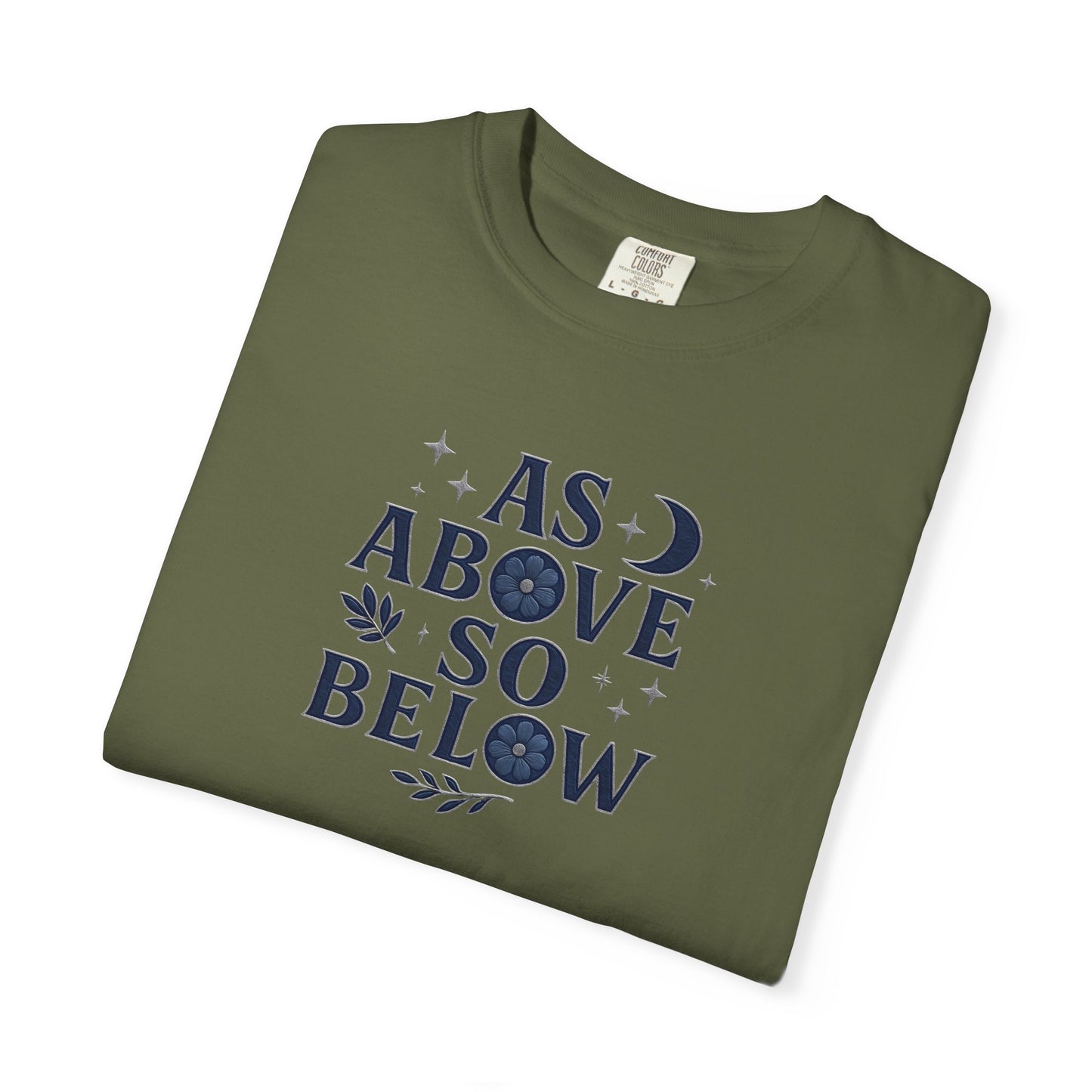As Above So Below T-shirt, a harmonious blend of mystical charm and celestial vibes. Crafted for those who appreciate pagan clothing and witchy aesthetics.