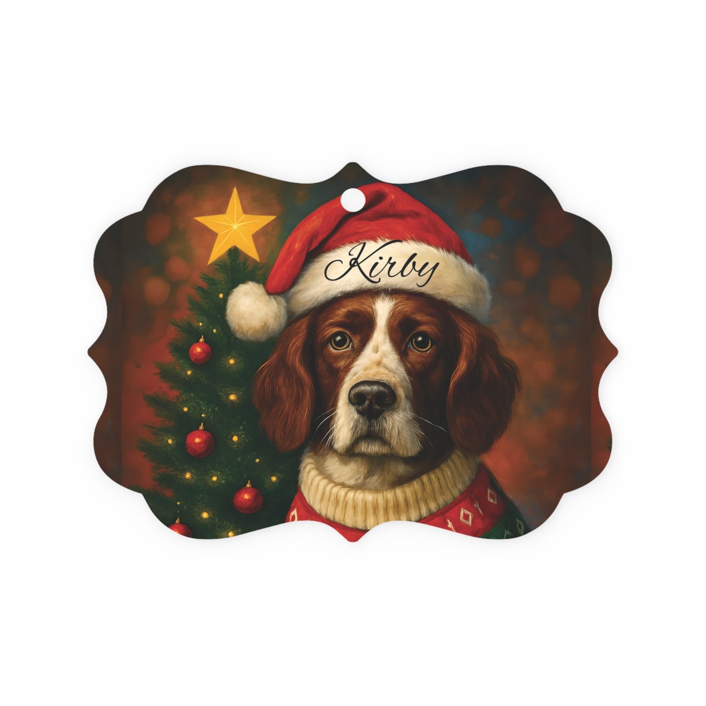 Festive Personalized Springer Spaniel Ornament,a heartfelt dog keepsake, personalized with your beloved buddy's name.