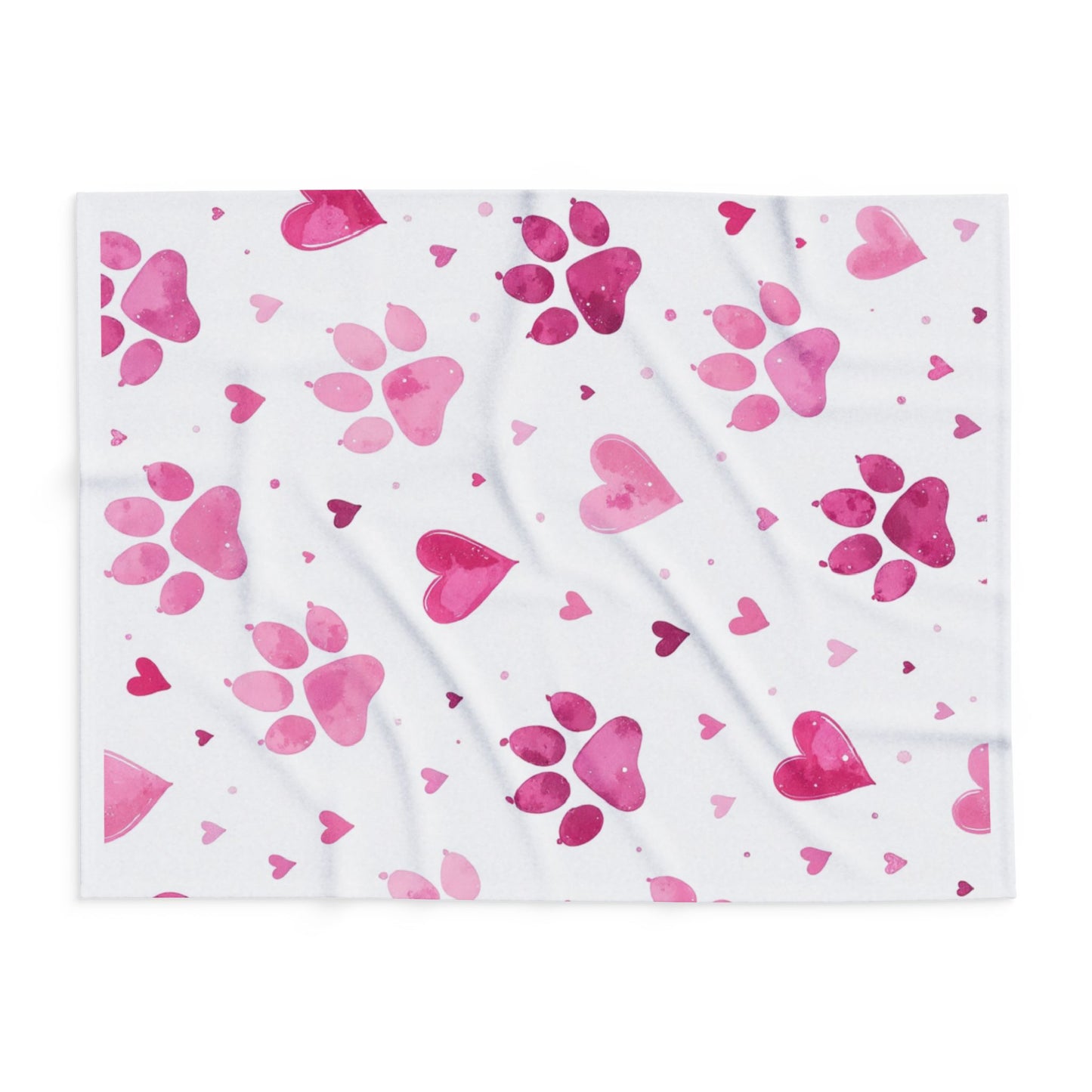 Fleece Blanket, Pink Paw Prints, perfect for pet lovers.