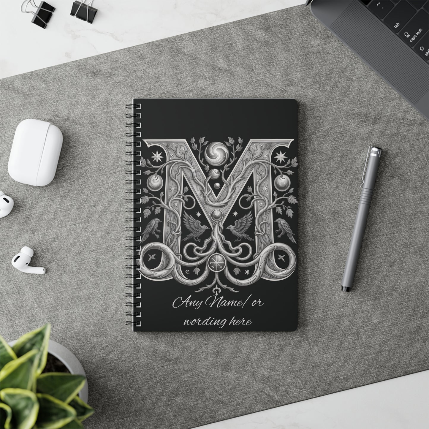 Personalized Norse Witchy Monogram A5 Notebook, Custom Journal.
