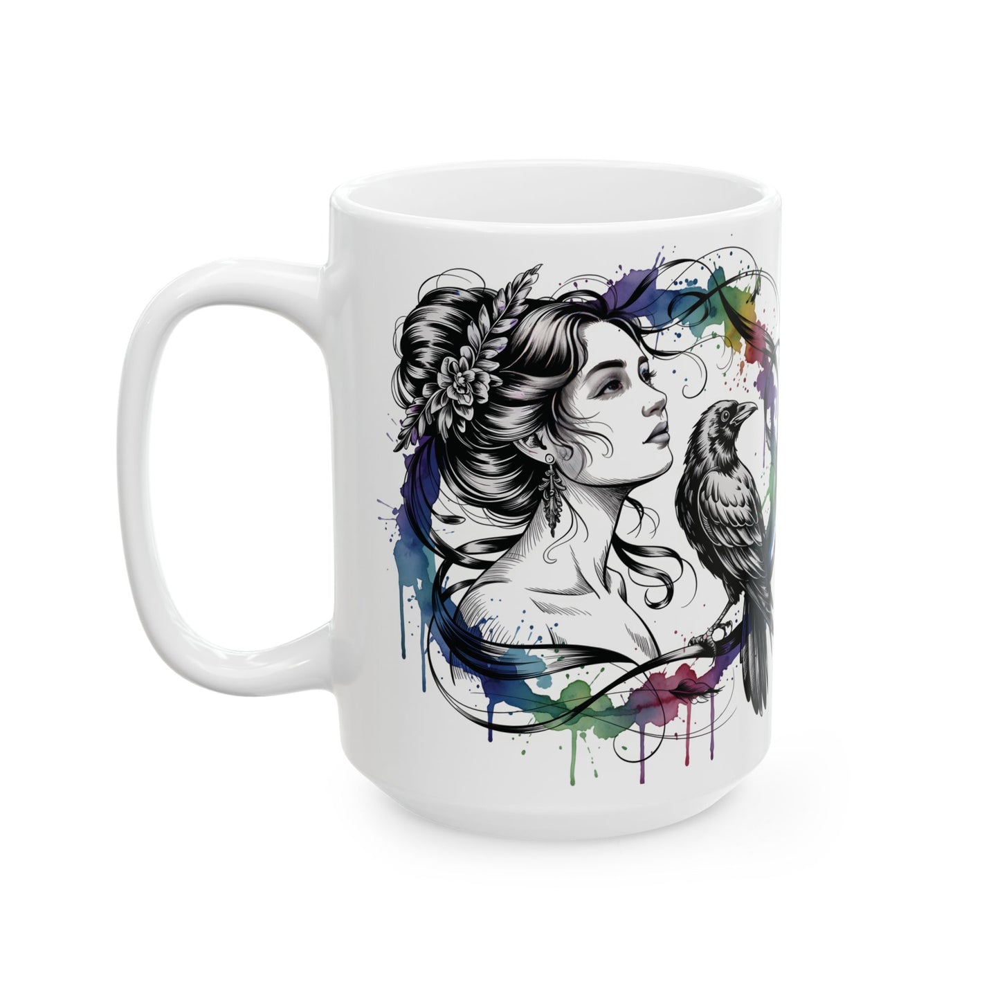 Morrigan mug, raven coffee cup,dark goddess witchy gift for her, ceramic alternative gift.