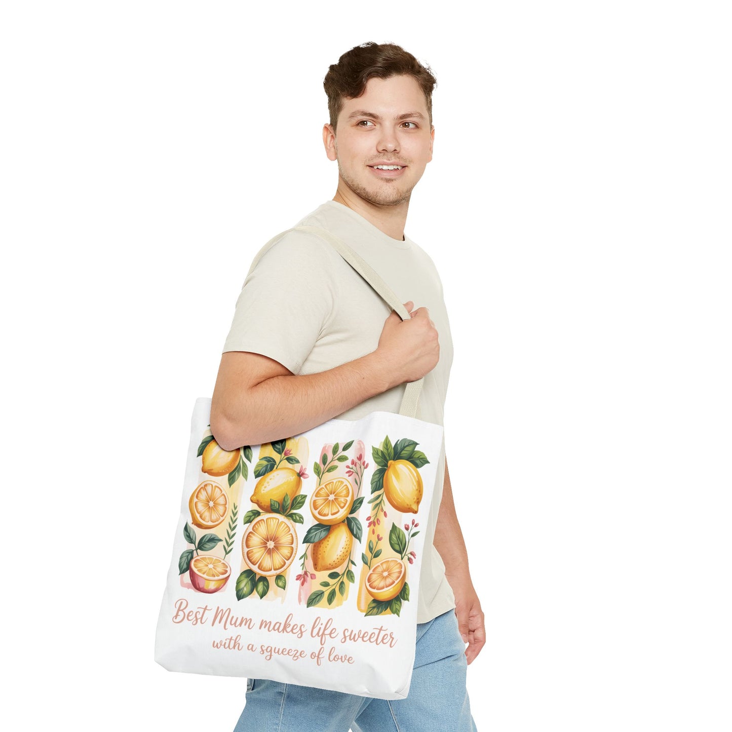 Best Mom Tote Bag, Lemon Print, lemon birthday gift