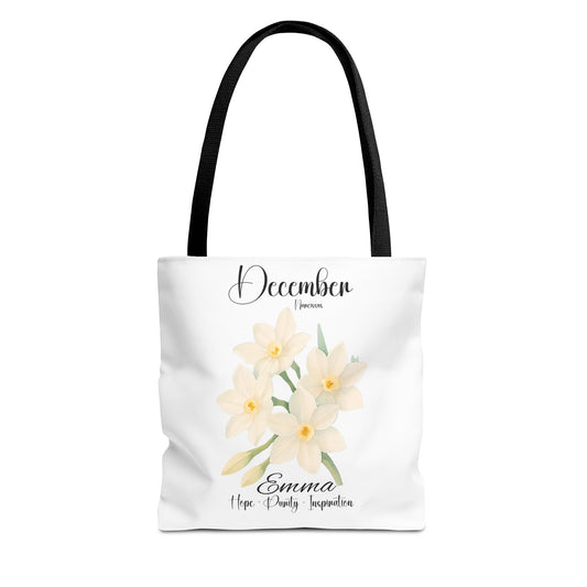 Personlized Birth Month Flower Tote Bag, Botanical Aesthetic Canvas Tote Bag, Bestfriend Gift