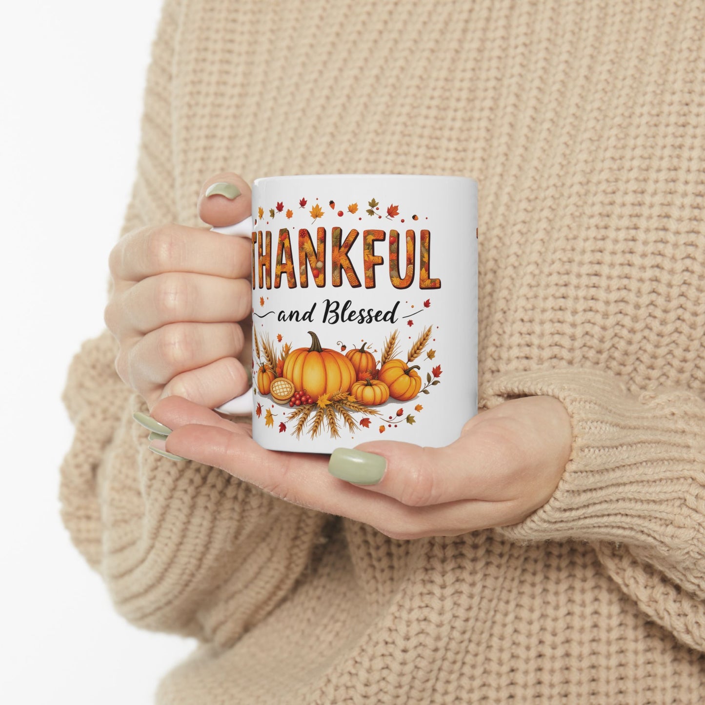 Thankful Fall Ceramic Mug,  Perfect Gift for Thanksgiving,  Seasonal Home Decor