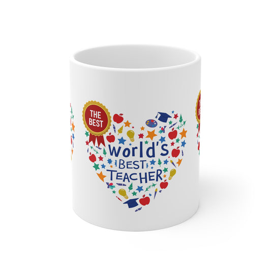 World's Best Teacher Mug - Ideal for teachers, students, or parents looking to show gratitude, it makes a thoughtful gift for Teacher Appreciation Week, end-of-year celebrations, or just-because moments.