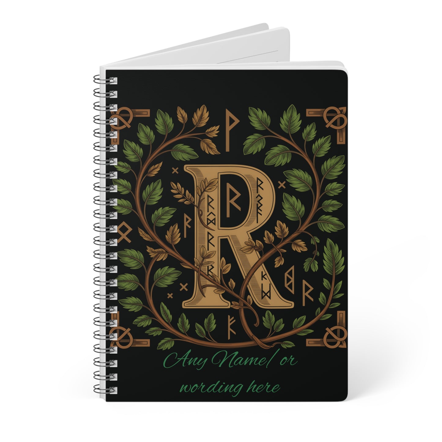 Personalized Norse Witchy Monogram A5 Notebook, Custom Journal,Monogram Notebook, Grimoire Journal, Book Of Shadows, Viking Grimoire Journal