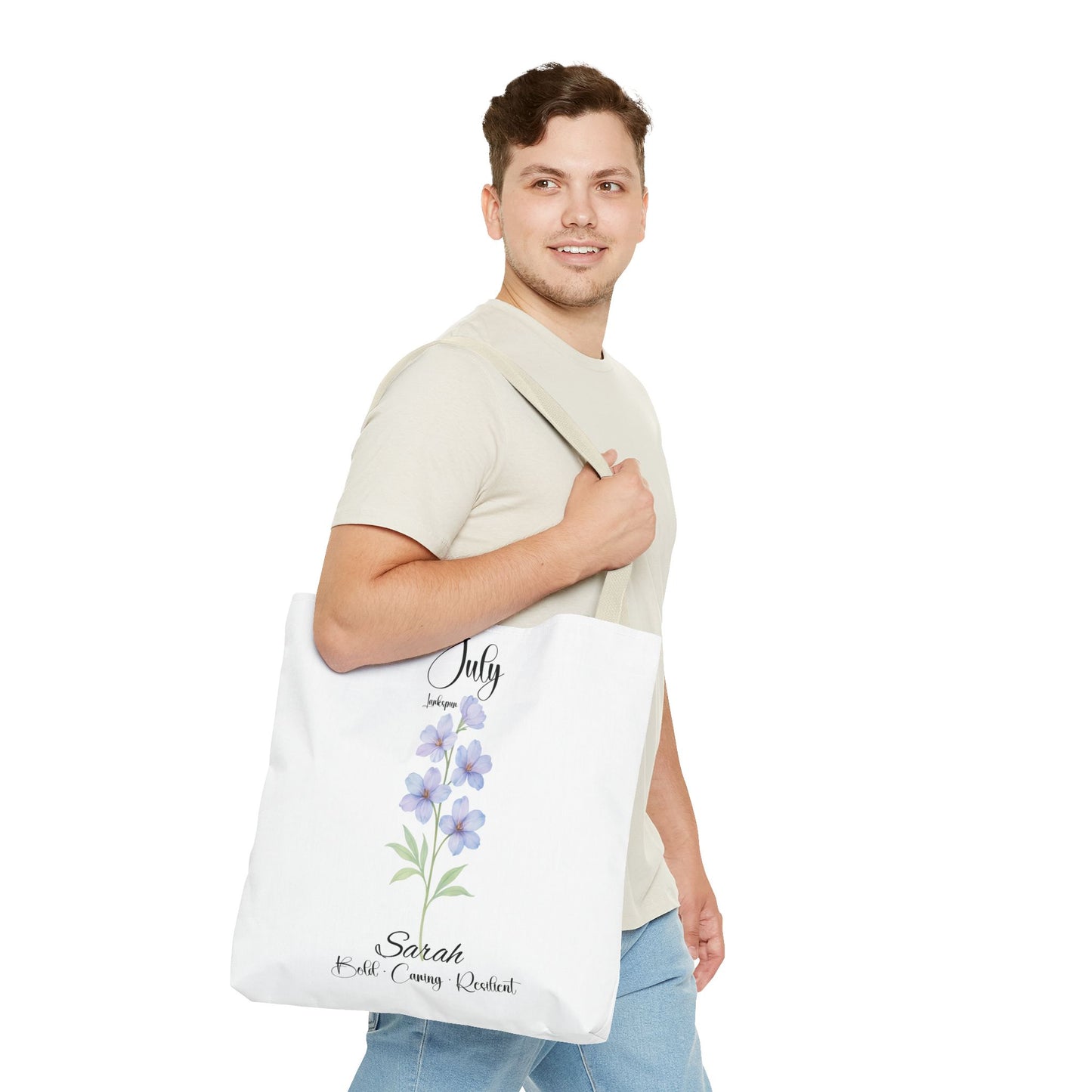 Personalized birth month flower tote bag for her, milestone birthdays, bestfriend gift.
