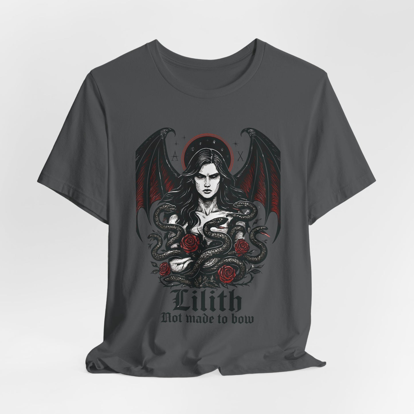 Goddess Lilith Graphic T-shirt, Whether you're drawn to witchy things or simply love the Lilith goddess, this piece adds a touch of mystery and power to your wardrobe.