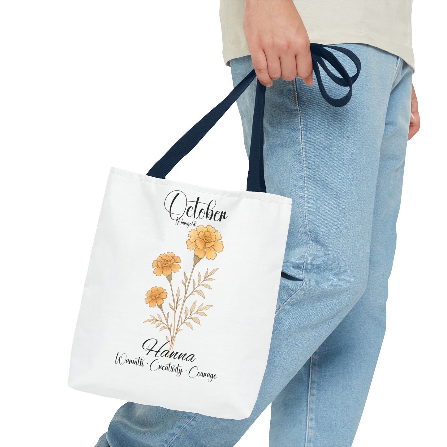 Personalized floral gift tote bag for her, birth month flower, milestone birthdays, bestfriend gift.
