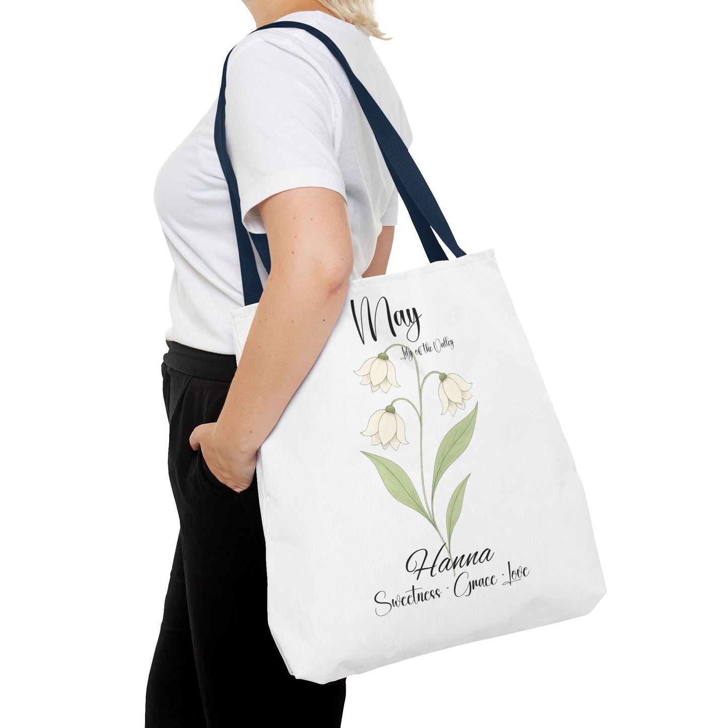 Personlised birth month flower bag for her, milestone birthdays, bestfriend gift.