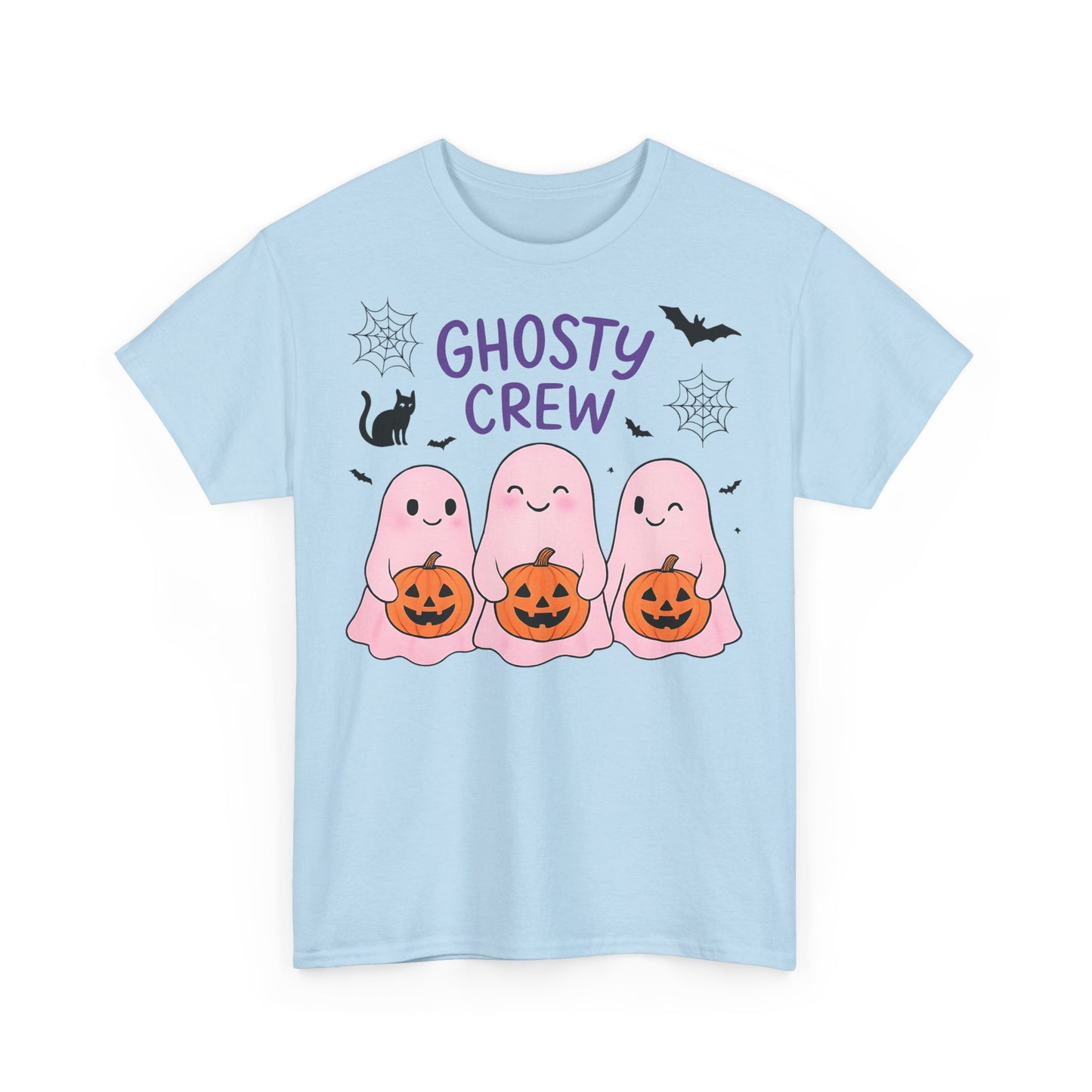 Ghosty Crew Halloween Tee, It’s great for spooky season gatherings, casual outings, or simply lounging at home with friends