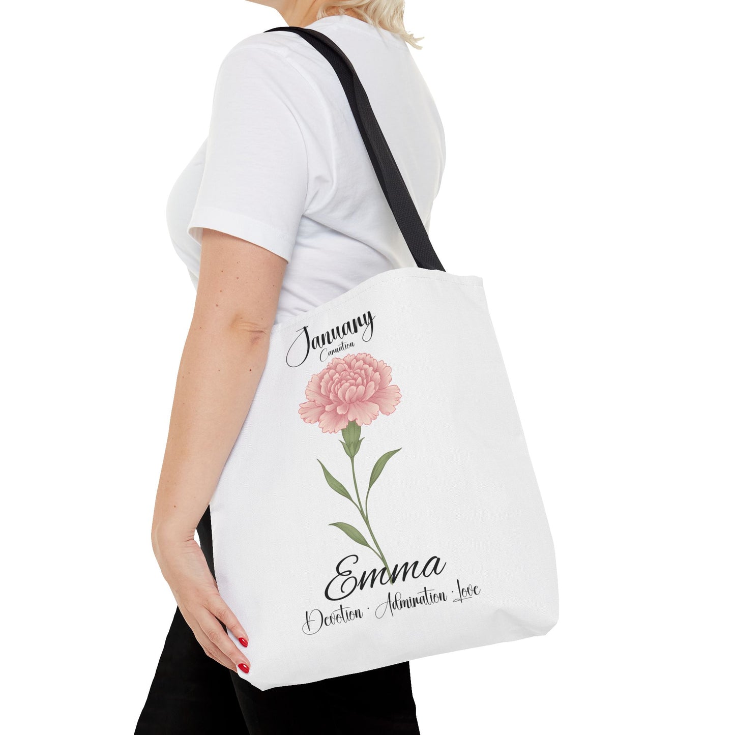 Personlized Birth Month Flower Tote Bag, Botanical Aesthetic Canvas Tote Bag, Bestfriend Gift