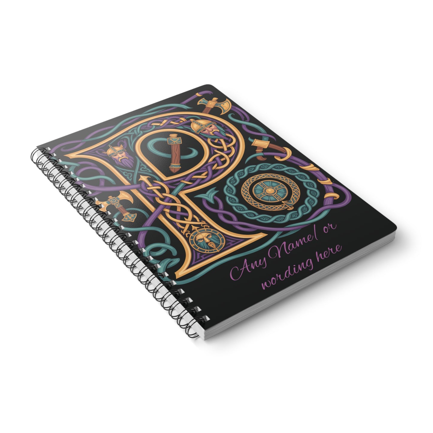 Personalized Norse Witchy Monogram A5 Notebook, Custom Journal.
