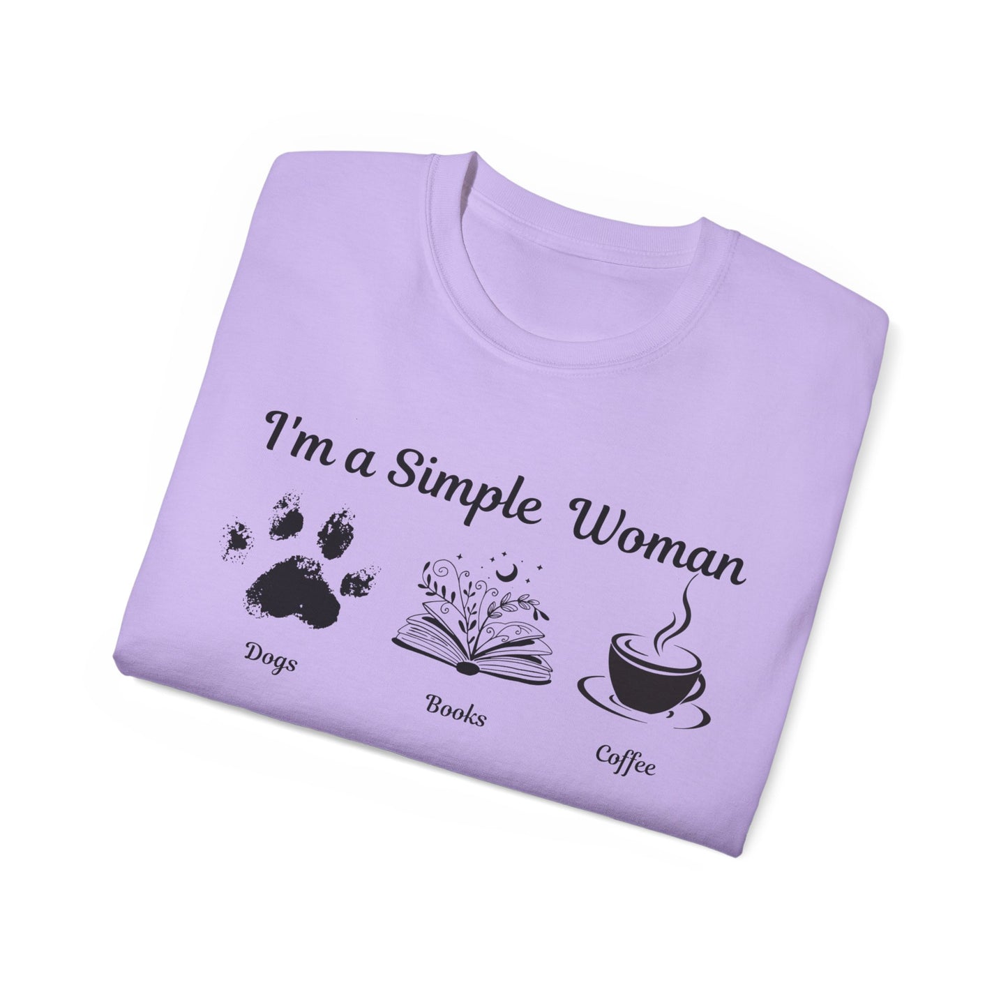 I'm a Simple Woman T Shirt, Paw Print Shirt, express your pet love and book nerd vibes whilst sipping on your caffine fix.