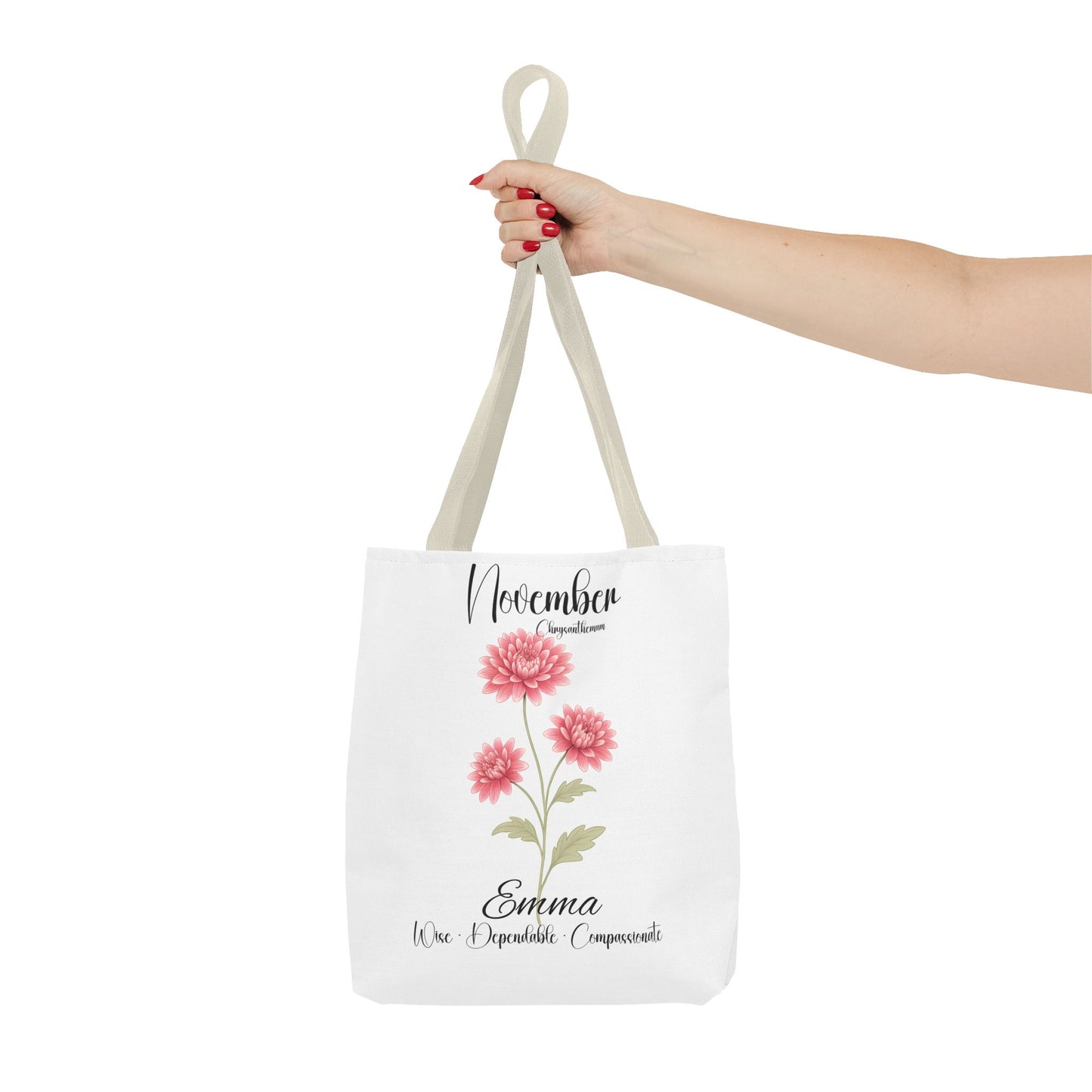 Personlized Birth Month Flower Tote Bag, Botanical Aesthetic Canvas Tote Bag, Bestfriend Gift