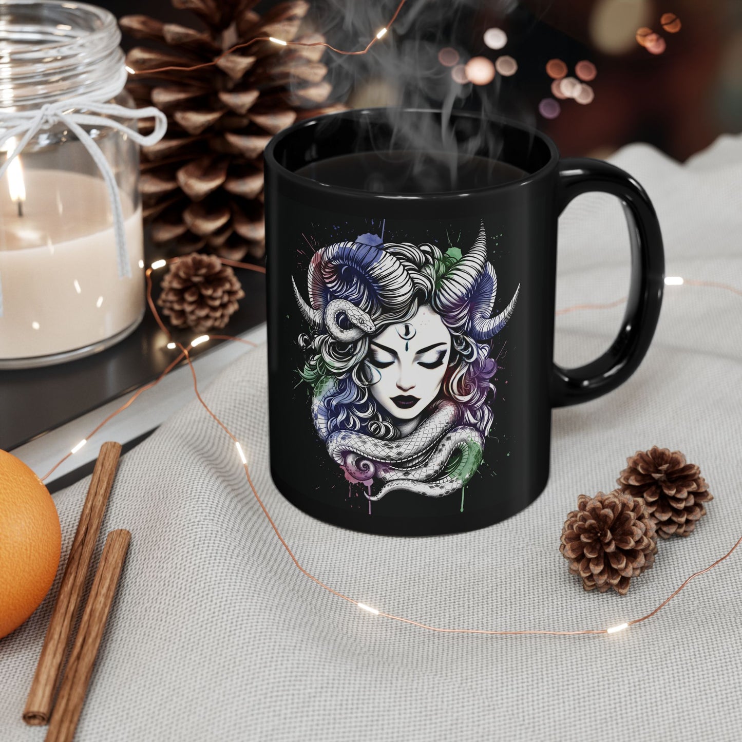 lilith coffee cup, dark goddess witchy mug, ceramic alternative gift.