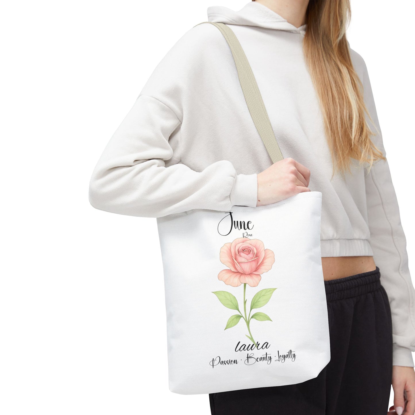 Personlised birth month flower bag for her, milestone birthdays, bestfriend gift.
