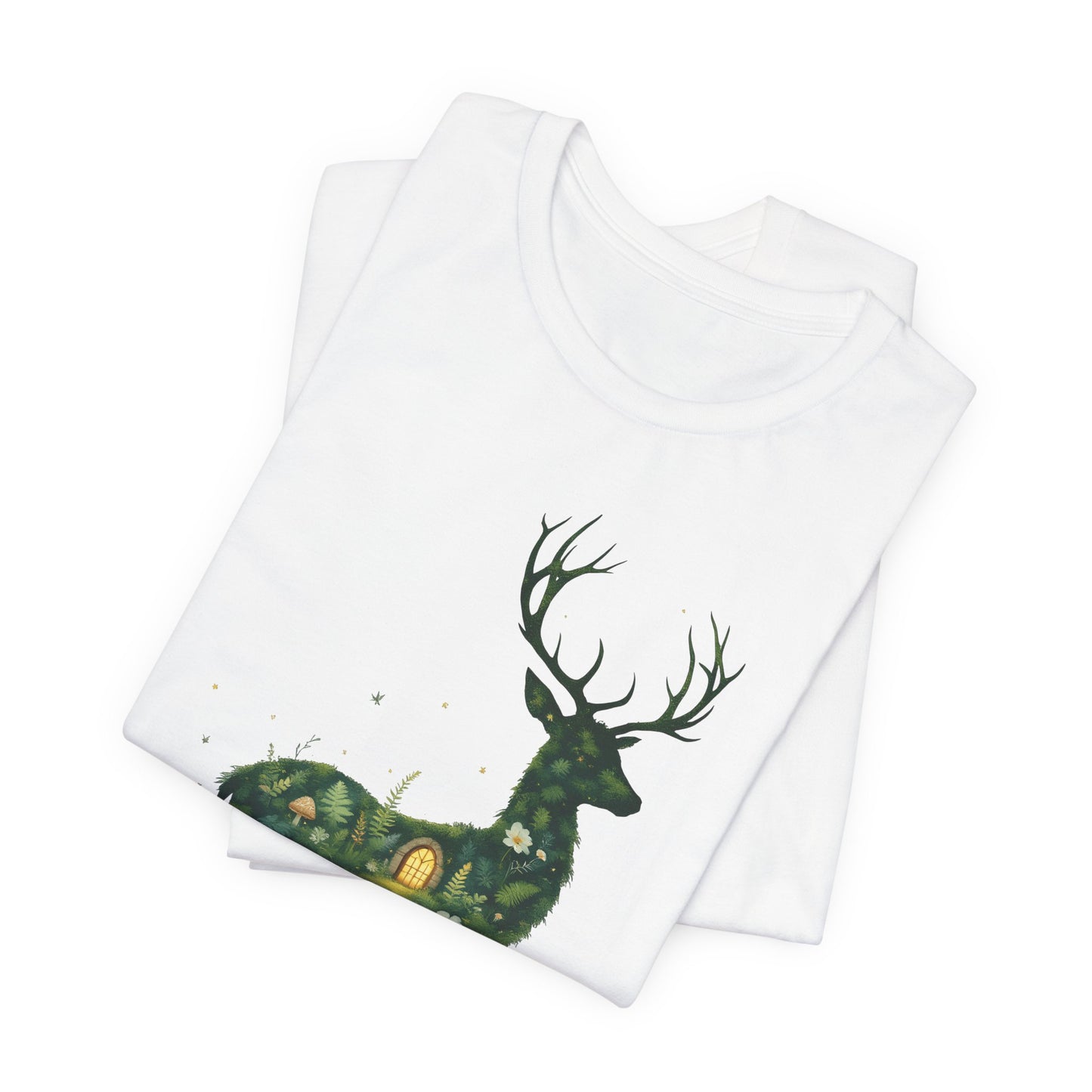 Moss Deer Silhouette Shirt, Forestcore Tee, Botanical Nature Animal Print, Woodland Gift