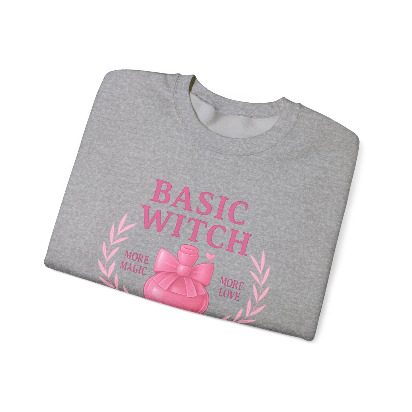 Basic Witch Potions Club Sweatshirt, This witchy sweatshirt exudes autumnal charm with its soft fabric that’s perfect for sweater weather, and features a whimsical potion bottle design reminiscent of a witches brew.