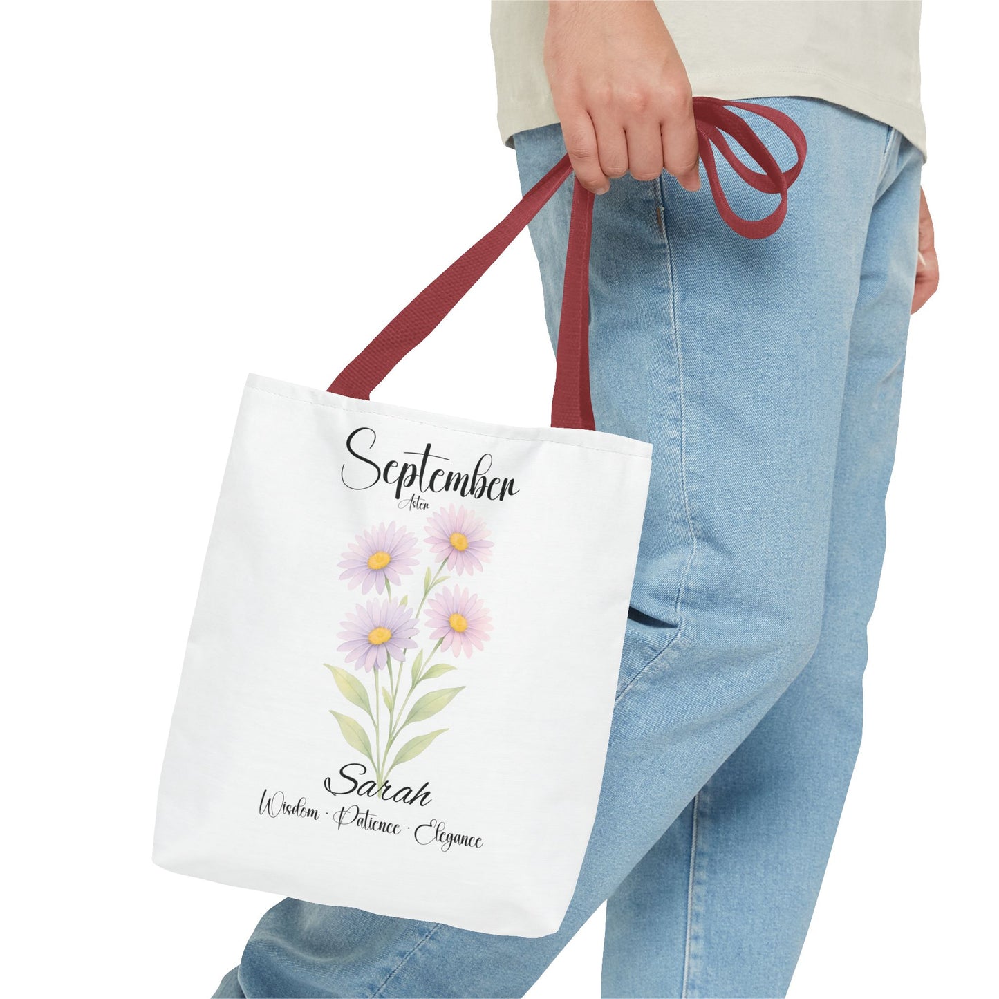 Personalized Best Friend tote bag for her, Birth Month Flower, milestone birthdays.