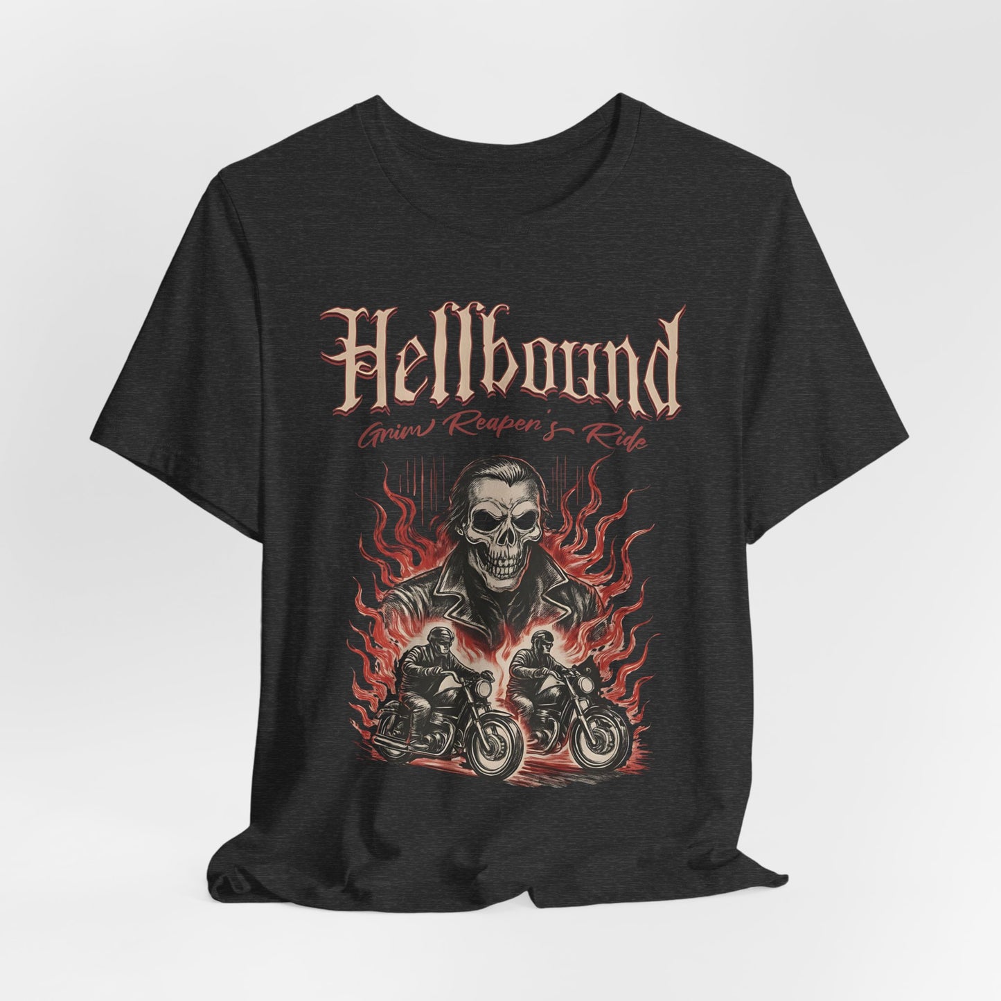 Hellbound Biker Graphic Tee | Motorcycle Skull Rider T-Shirt | Gothic Biker Streetwear