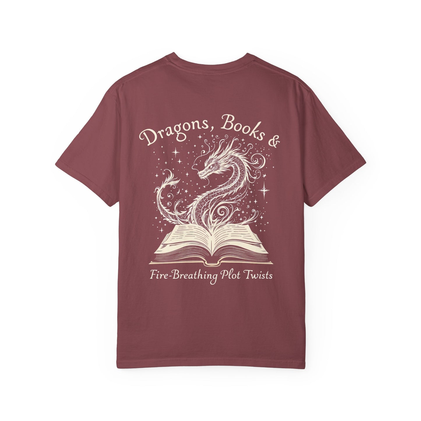 Book Lover Tee, Comfort Colors Dragon Shirt, Fantasy Reader, Bibliophile Gift.