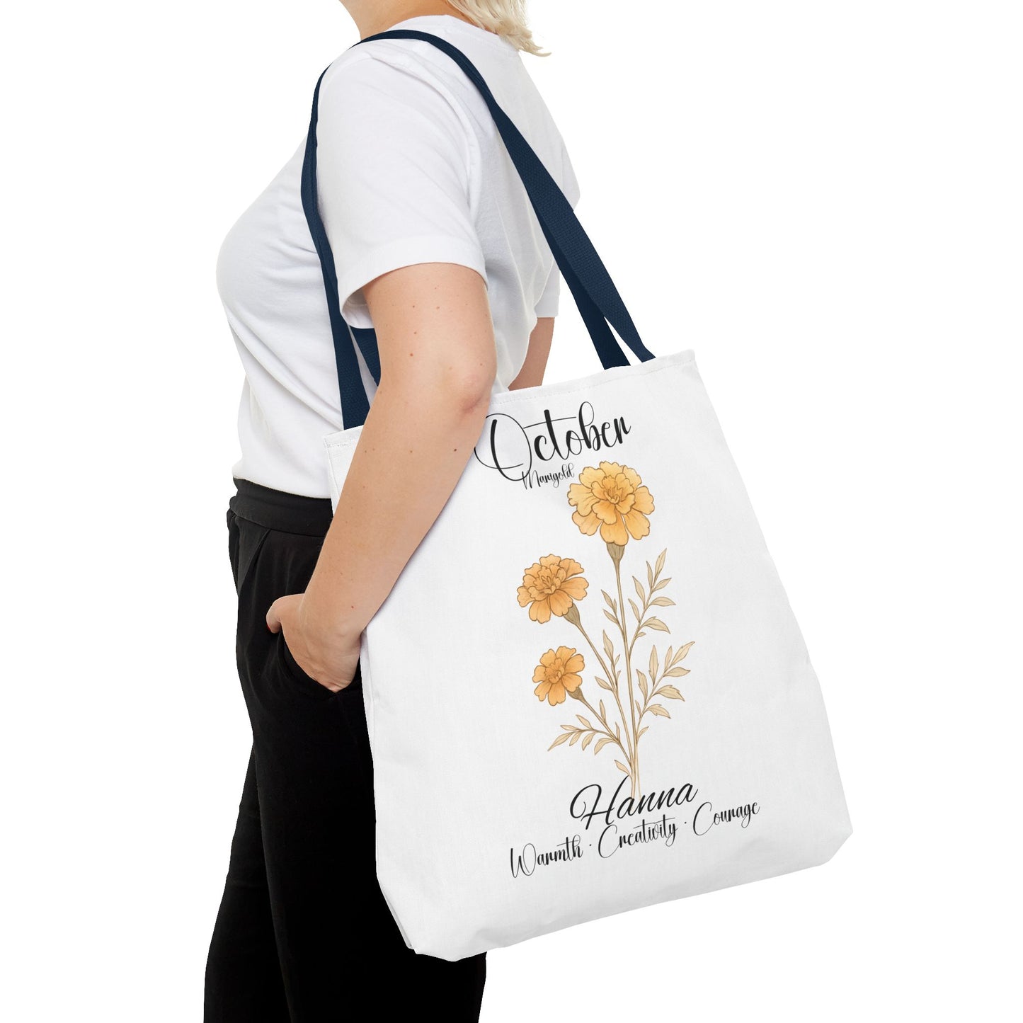 Personalized floral gift tote bag for her, birth month flower, milestone birthdays, bestfriend gift.