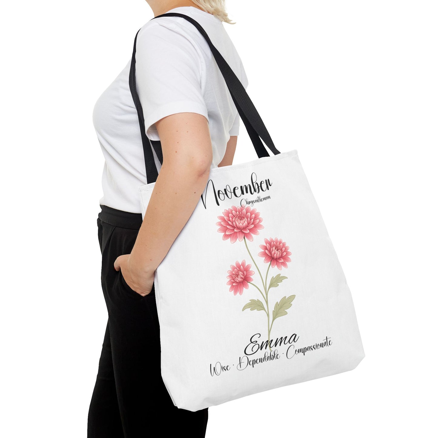 Personlized Birth Month Flower Tote Bag, Botanical Aesthetic Canvas Tote Bag, Bestfriend Gift