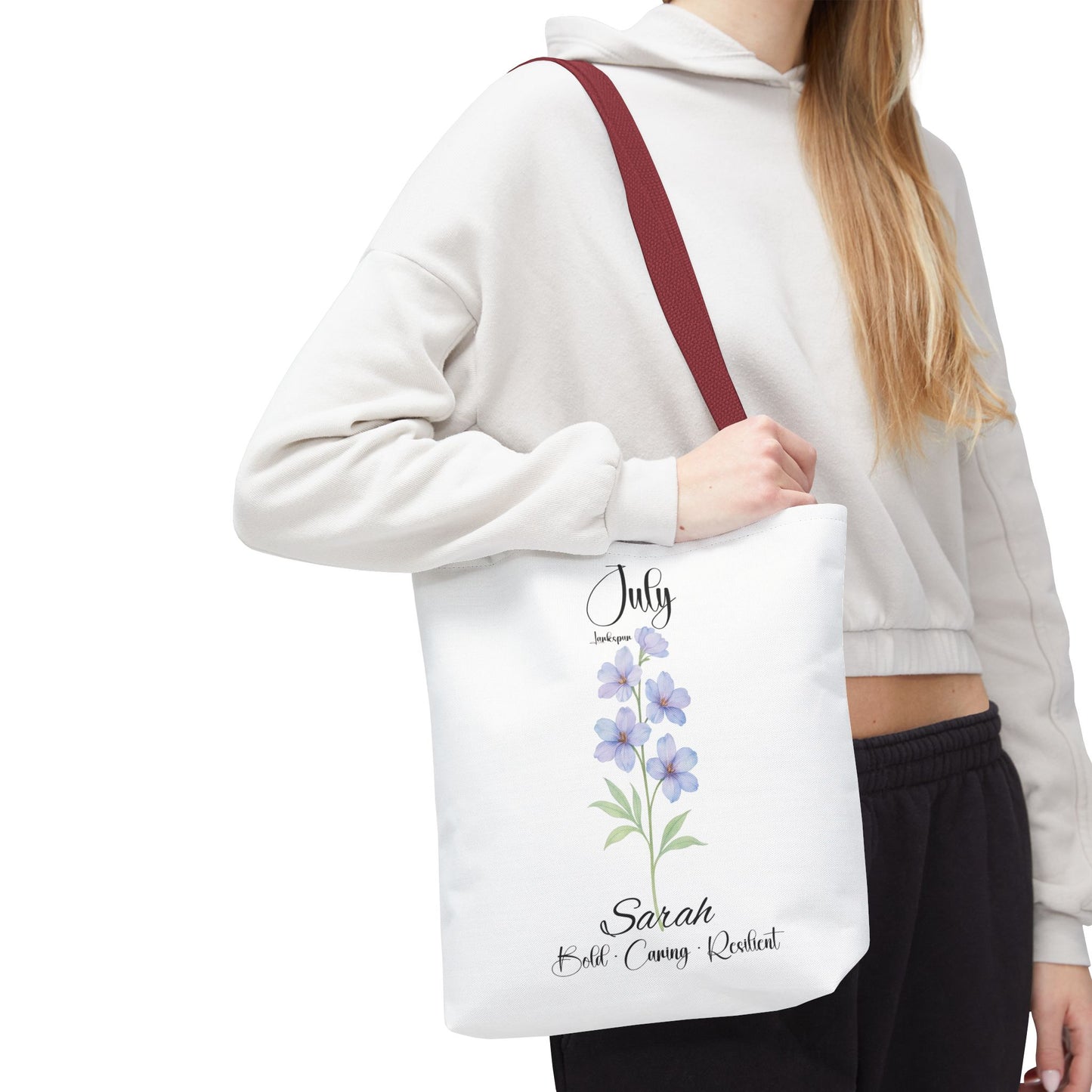 Personalized birth month flower tote bag for her, milestone birthdays, bestfriend gift.