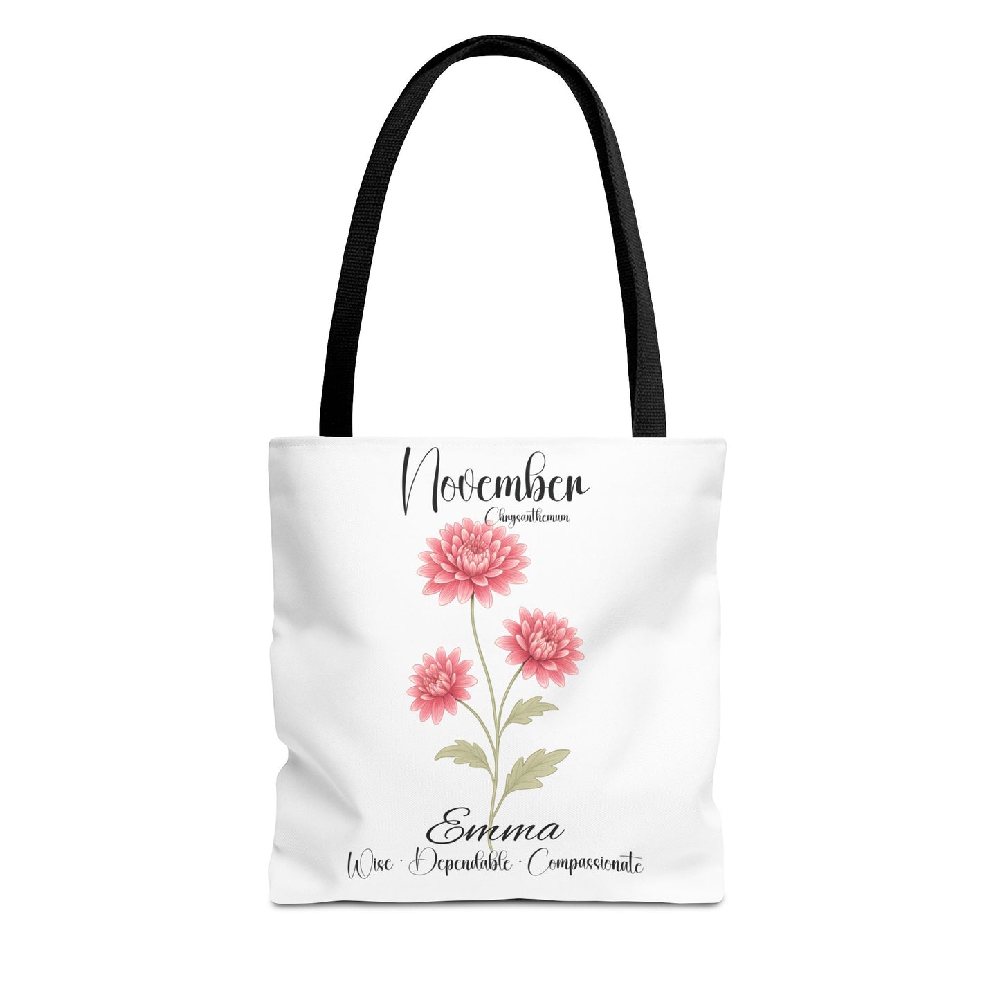Personlized Birth Month Flower Tote Bag, Botanical Aesthetic Canvas Tote Bag, Bestfriend Gift