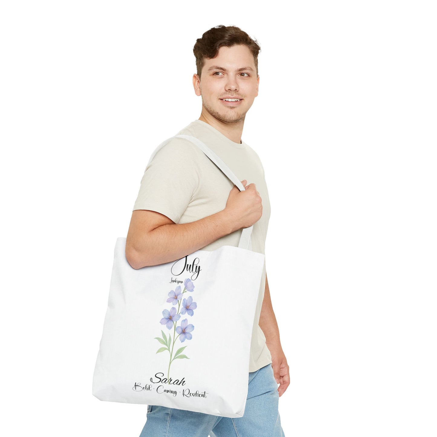 Personalized birth month flower tote bag for her, milestone birthdays, bestfriend gift.