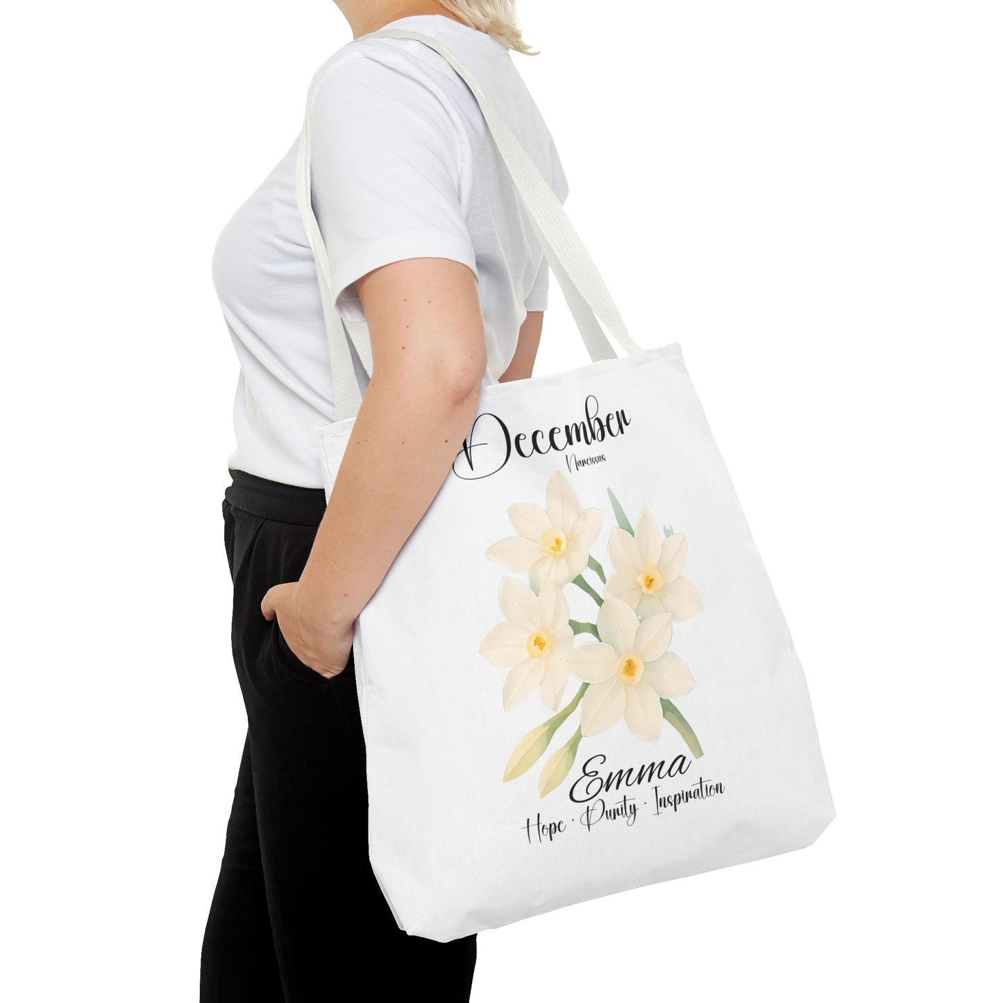 Personlized Birth Month Flower Tote Bag, Botanical Aesthetic Canvas Tote Bag, Bestfriend Gift