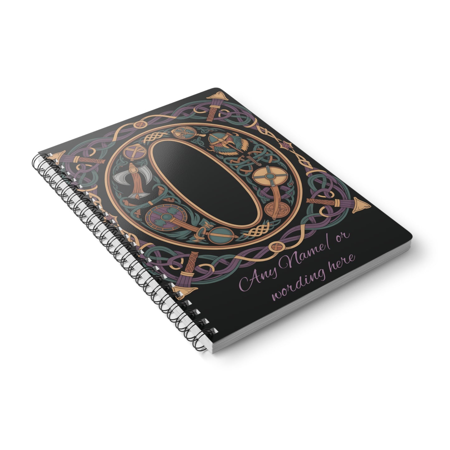 Personalized Norse Witchy Monogram A5 Notebook, Custom Journal,Monogram Notebook, Grimoire Journal, Book Of Shadows, Viking Grimoire Journal