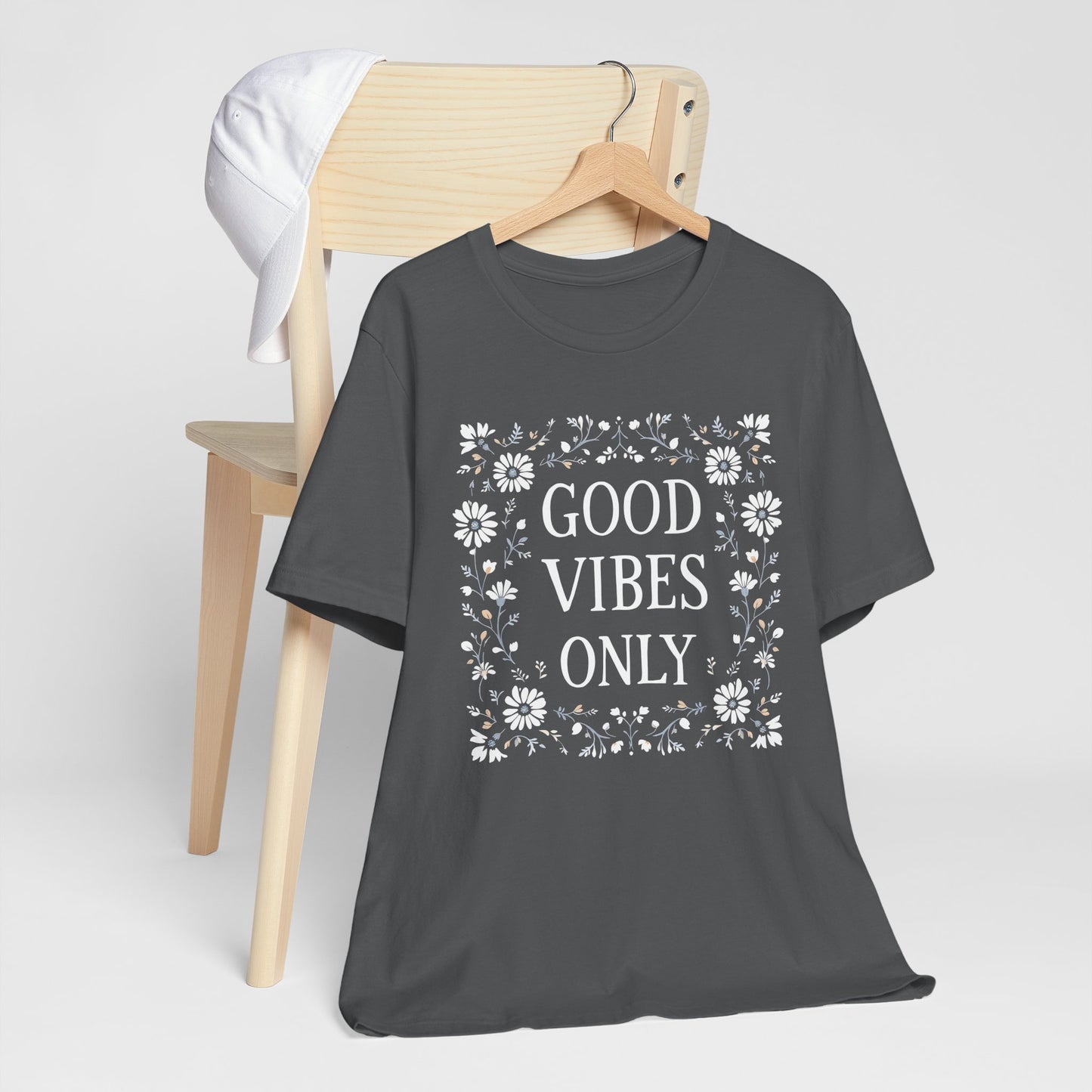 Good Vibes Only Cotton floral design tee, Self Care Gift, Mindfulness Shirt, festival fashion