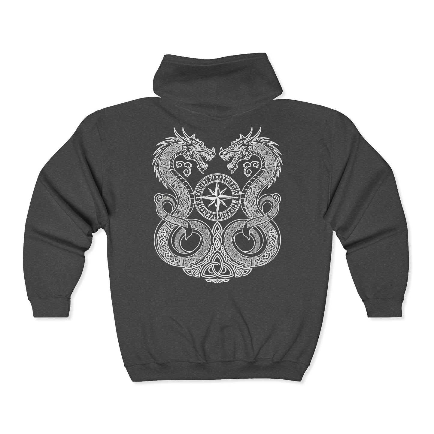 Double Dragon Norse Compass hoodie | Zip Sweatshirt