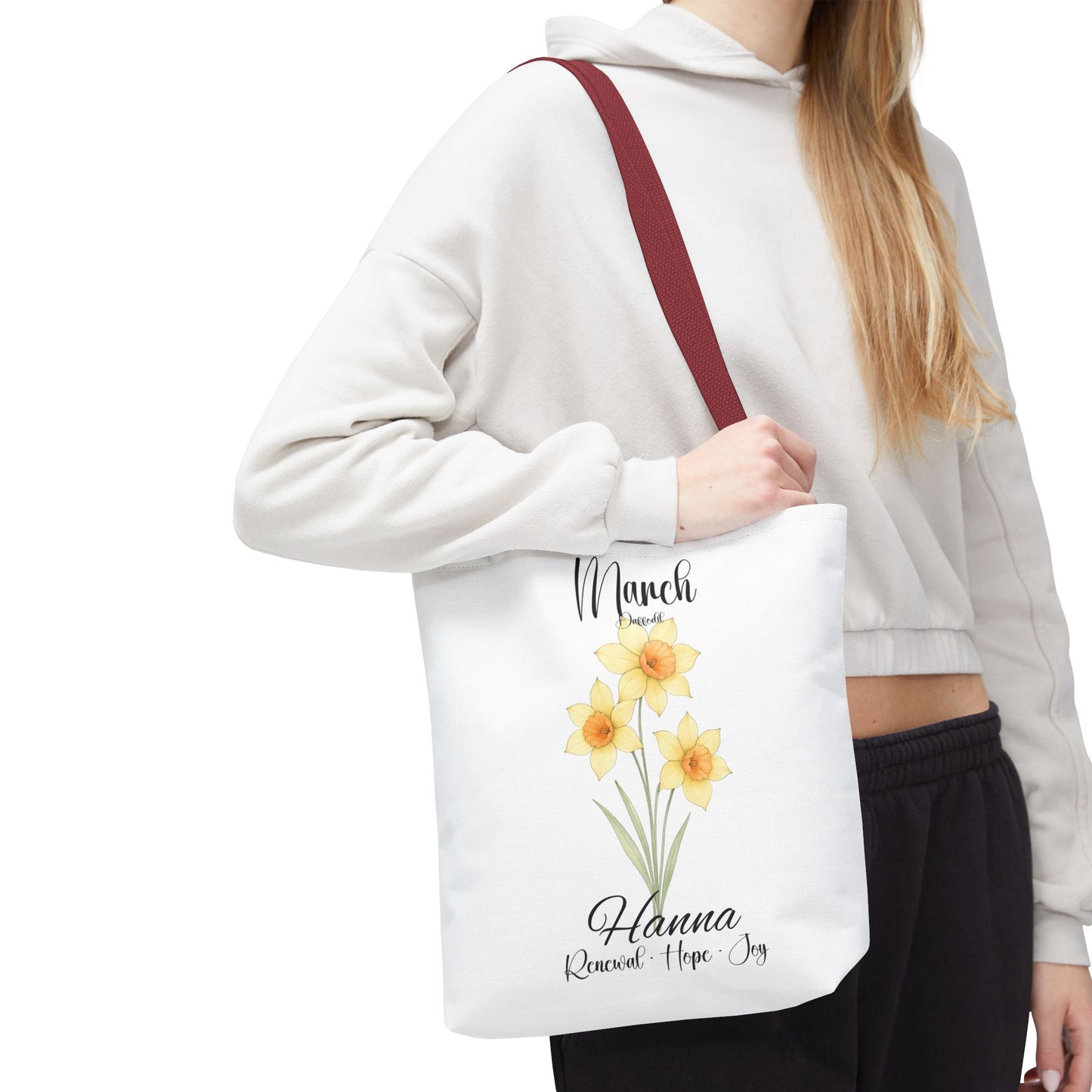 Custom botanical tote bag for her, birth month flower, milestone birthdays, bestfriend gift.